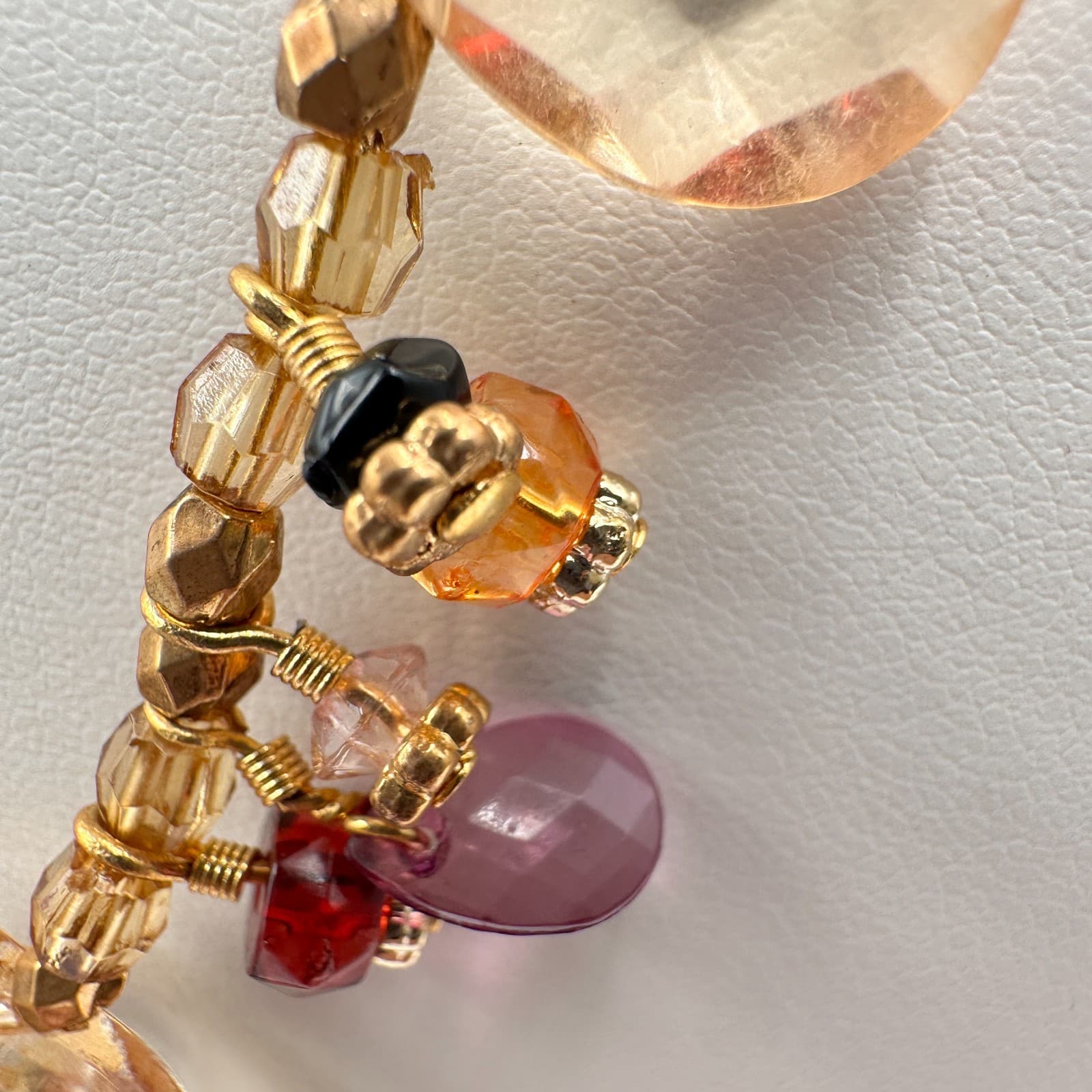 Vintage 90s Cookie Lee Glass Beaded Necklace Gold Tone Women's Classic Jewelry - Thumbnail 7