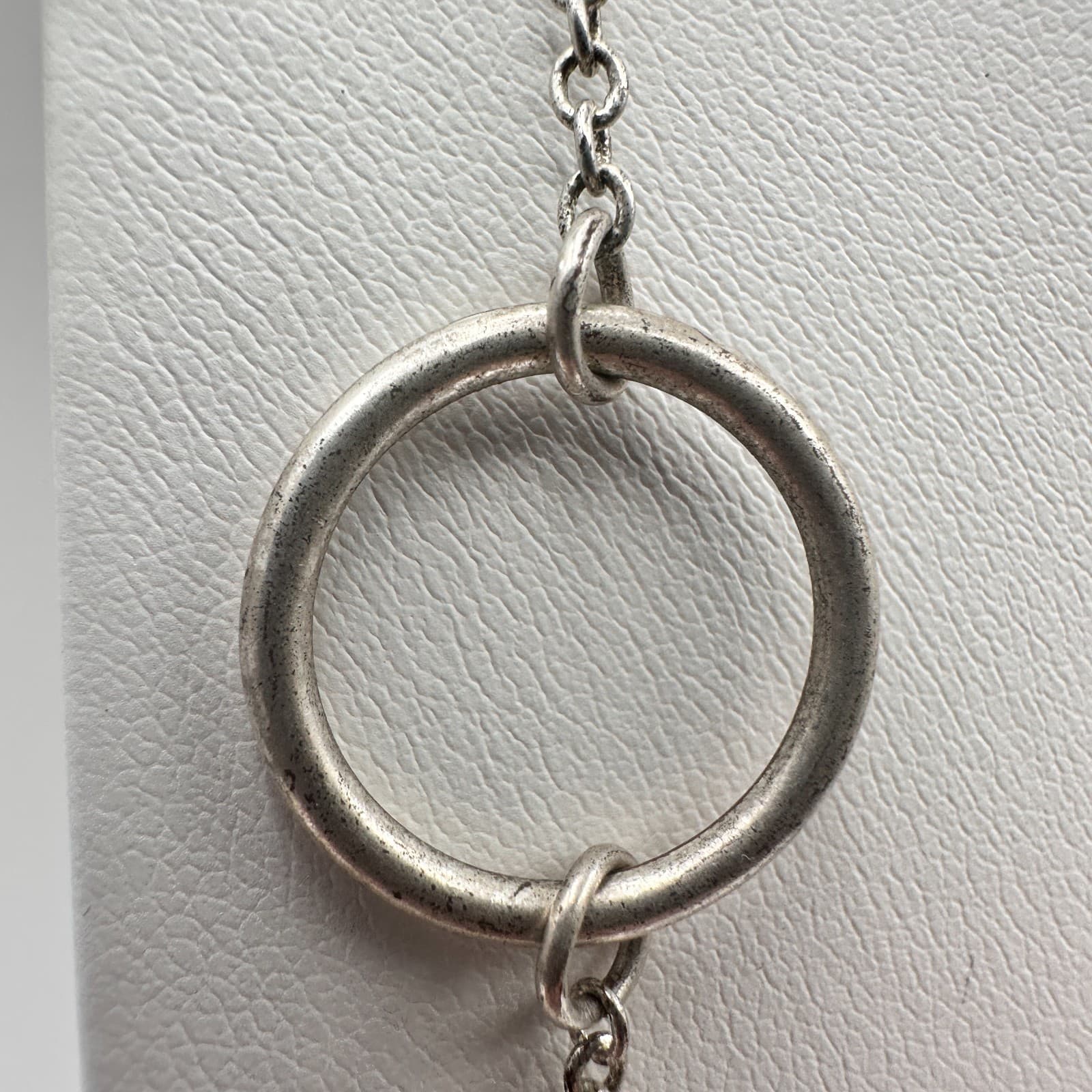 Vintage 90s Silver Tone Filigree Station Necklace Oval Chain Boho Jewelry - Thumbnail 5