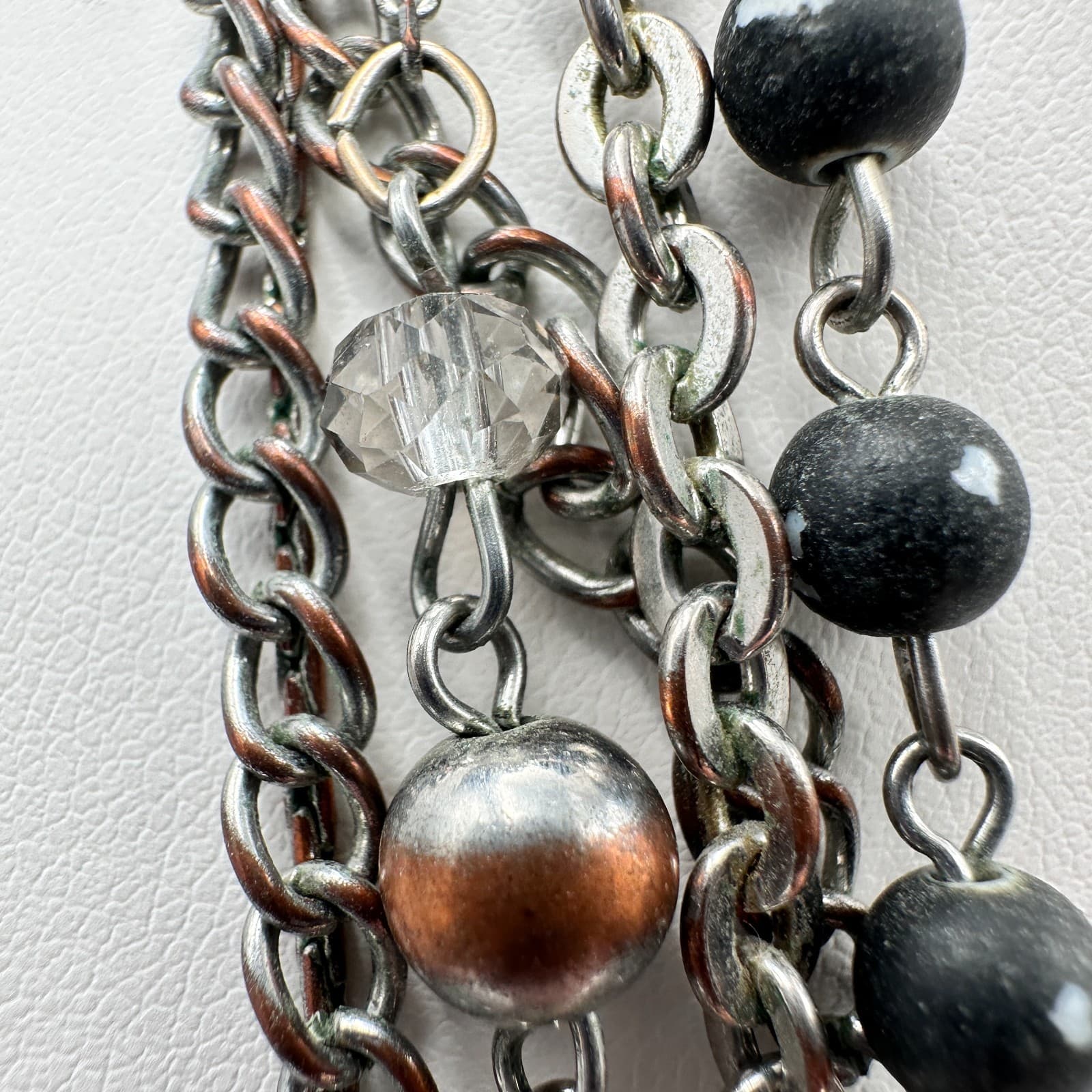 Vintage 90s NY Multi Strand Necklace Silver Tone Beaded Women's Classic Jewelry - Thumbnail 8