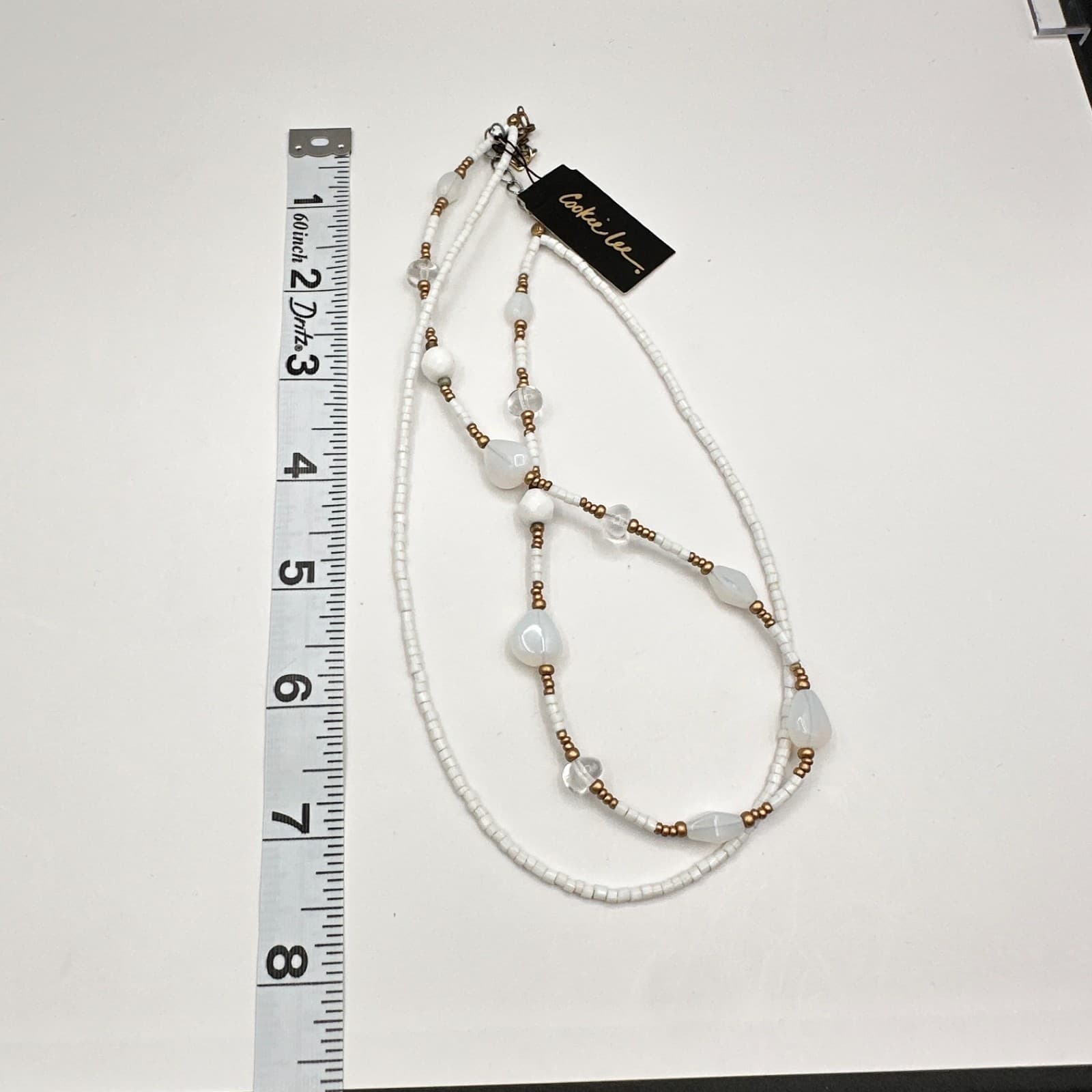 Vintage 90s Cookie Lee Double Strand Beaded Gold Tone Necklace Boho Jewelry - Thumbnail 13