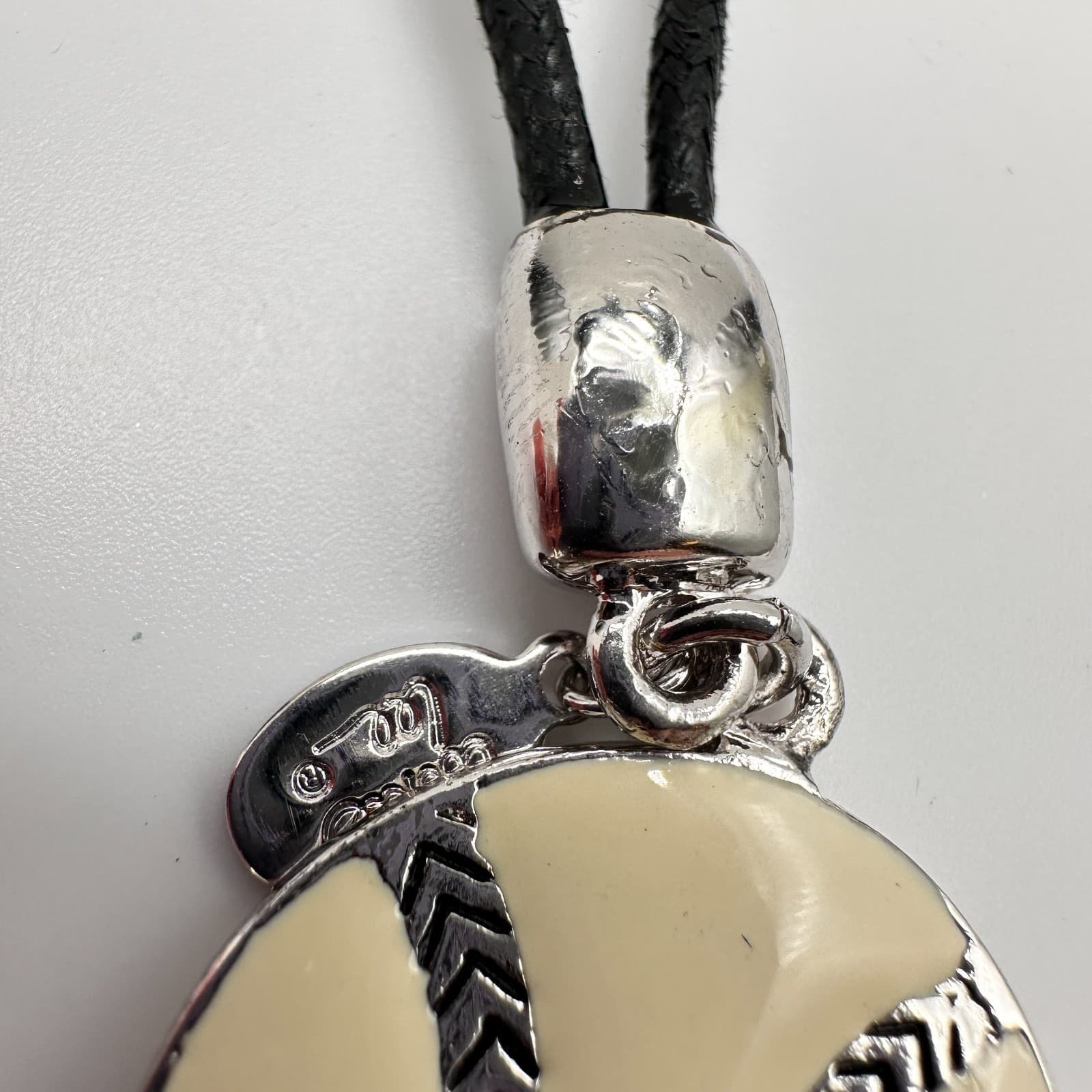 Vintage 90s Cookie Lee Silver Tone Black Cord Baseball Charm Bracelet Jewelry - Thumbnail 8