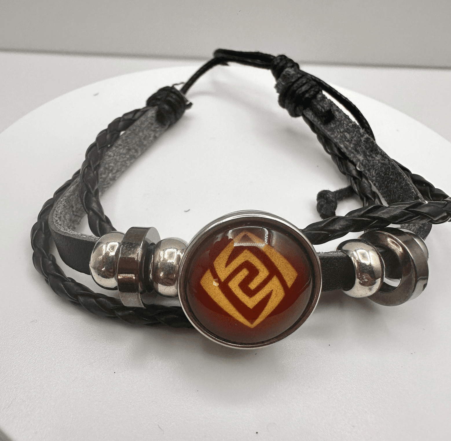 Vintage 90s Genshin Impact Geo Element Bracelet Set Braided Leather Unisex - Image 1