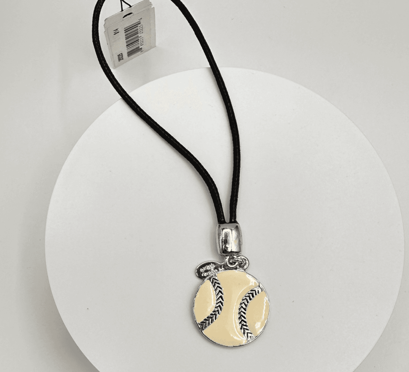 Vintage 90s Cookie Lee Silver Tone Black Cord Baseball Charm Bracelet Jewelry - Thumbnail 2