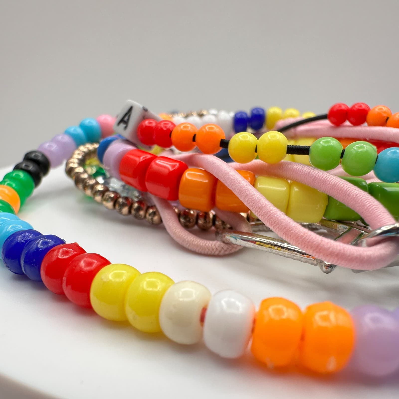 Vintage 90s Y2K Kandi Beaded Bracelet Lot Stitch Charm Women's Classic Jewelry - Thumbnail 6