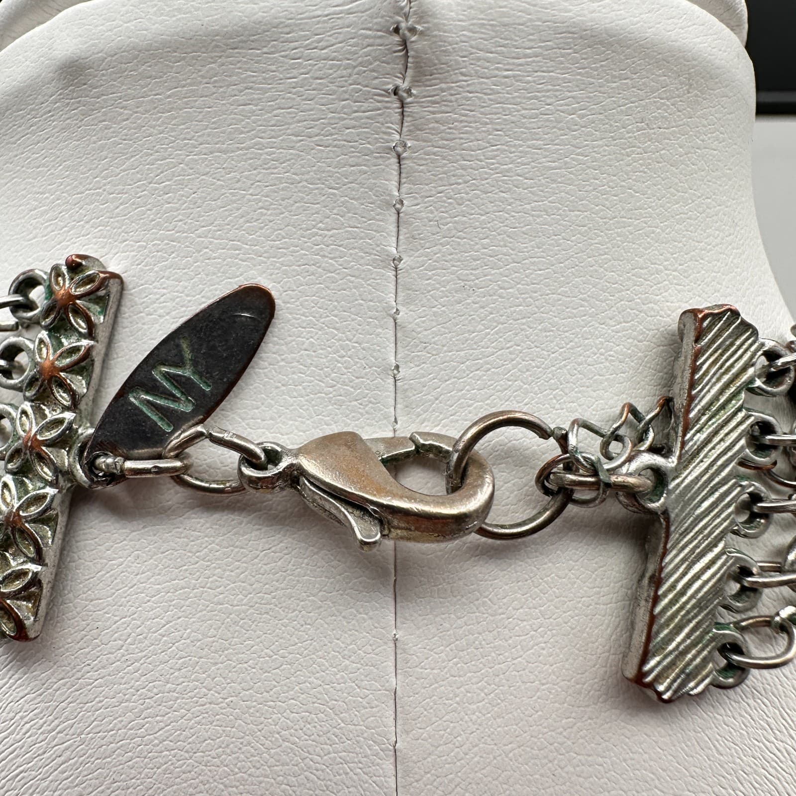 Vintage 90s NY Multi Strand Necklace Silver Tone Beaded Women's Classic Jewelry - Thumbnail 11