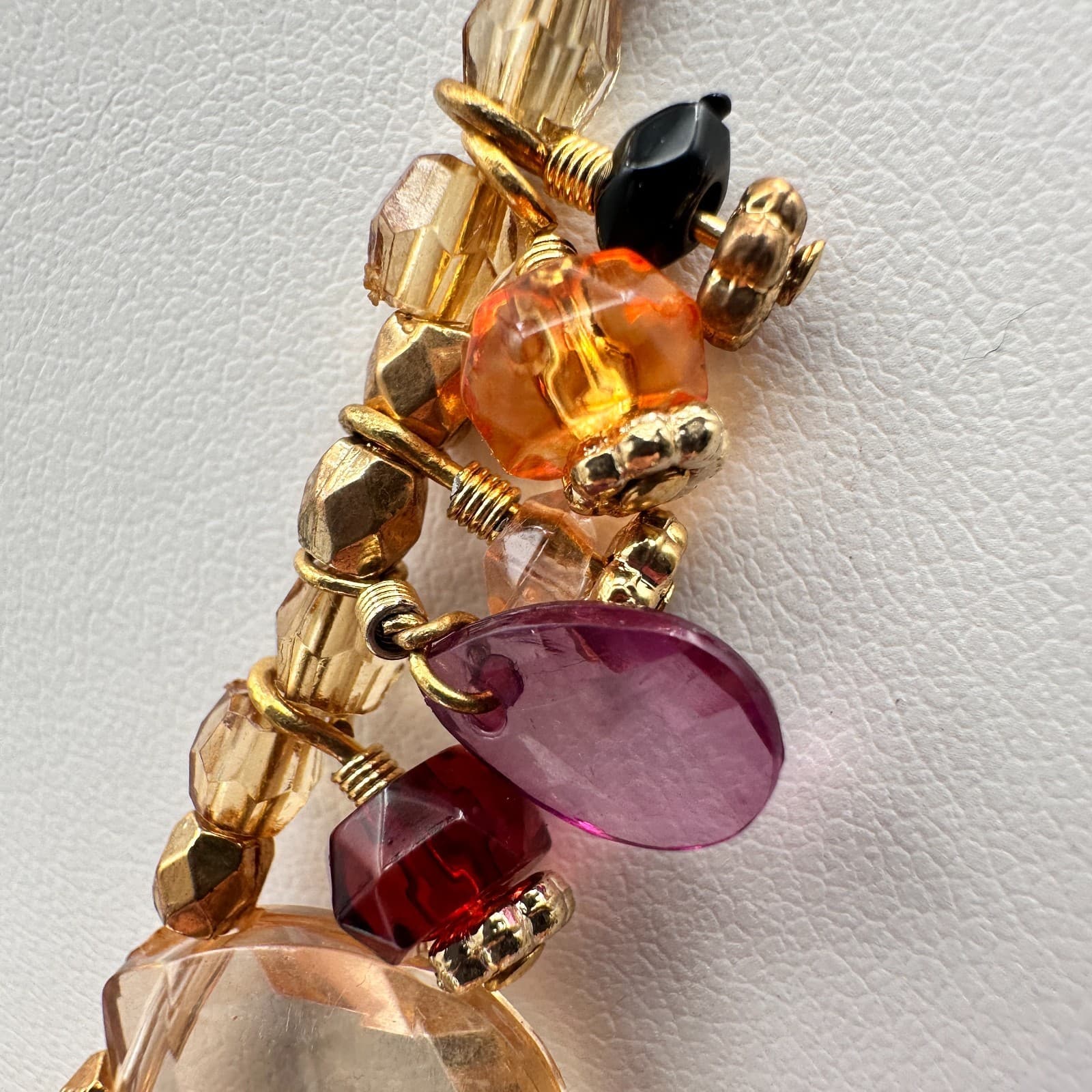 Vintage 90s Cookie Lee Glass Beaded Necklace Gold Tone Women's Classic Jewelry - Thumbnail 13