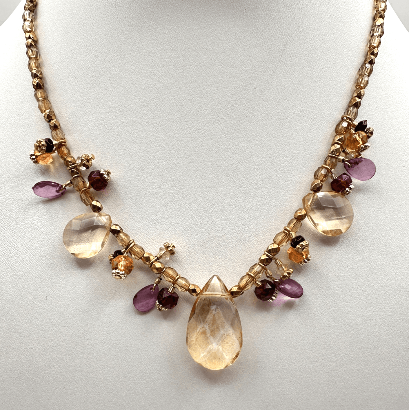 Vintage 90s Cookie Lee Glass Beaded Necklace Gold Tone Women's Classic Jewelry - Image 1