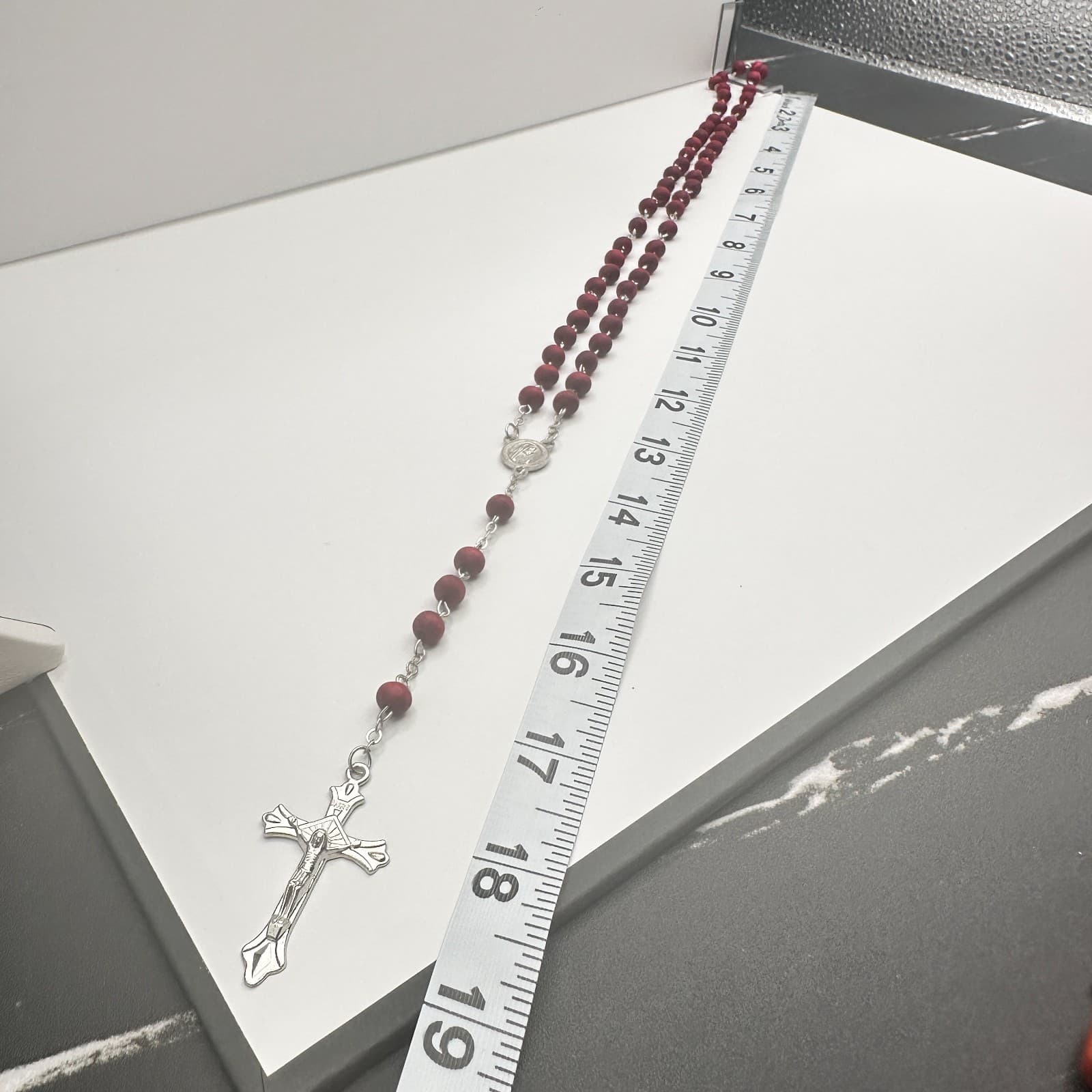 Vintage 90s Wooden Beaded Cross Necklace & Bracelets Set INRI Religious Jewelry - Thumbnail 22