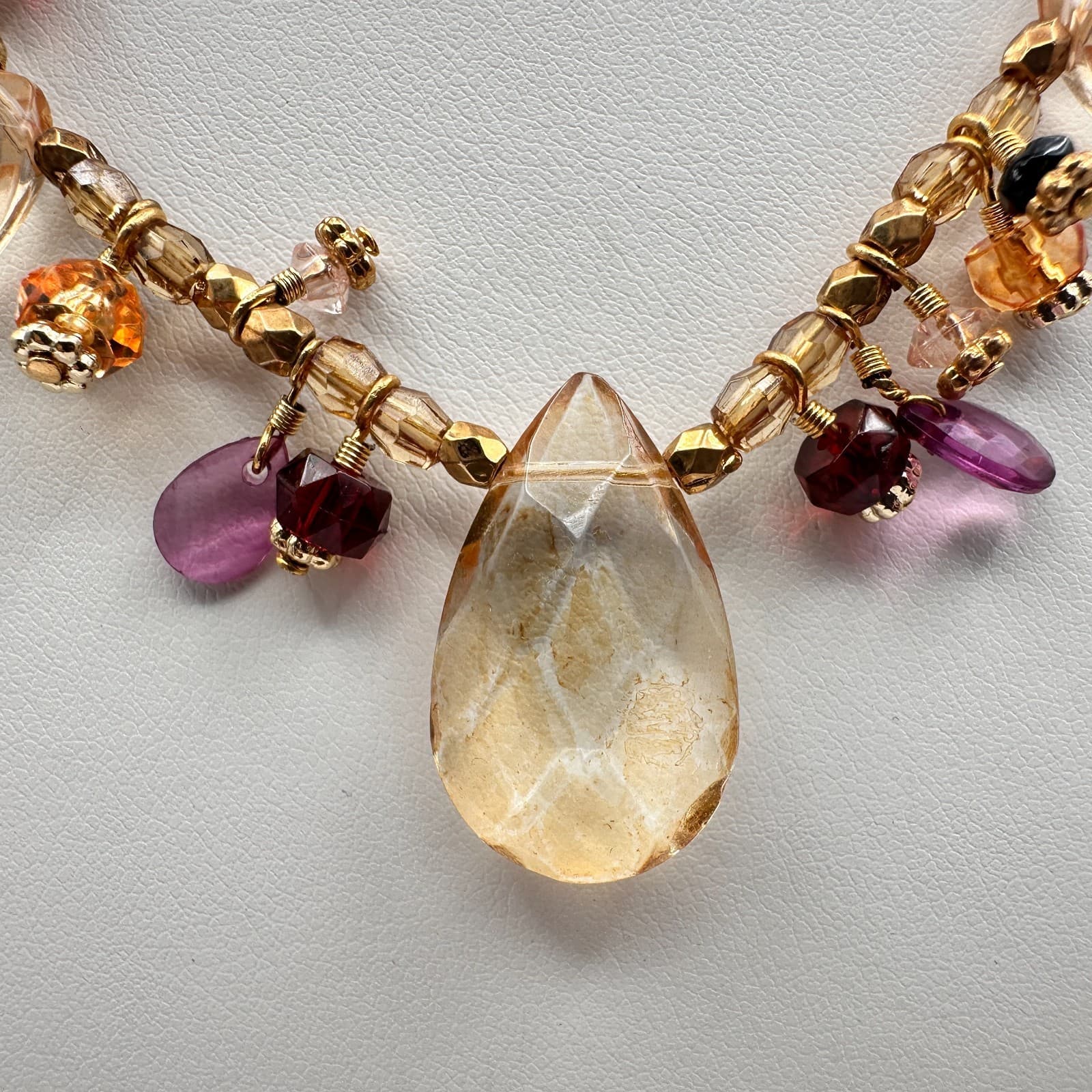 Vintage 90s Cookie Lee Glass Beaded Necklace Gold Tone Women's Classic Jewelry - Thumbnail 8