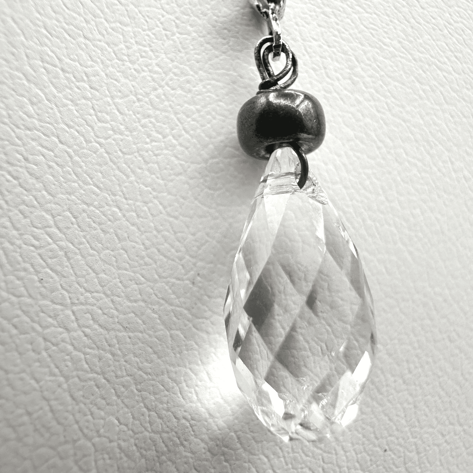 Vintage 90s Y2K Silver Tone Necklace Crystal Teardrop Lariat Y Dainty Elegant - Thumbnail 4