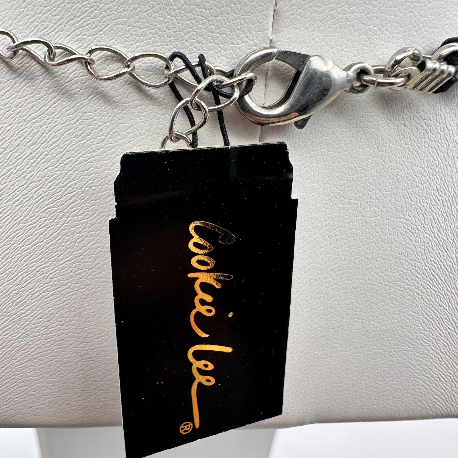 Vintage 80s Cookie Lee Silver Tone Clear Glass Round Pendant Necklace Jewelry - Thumbnail 10