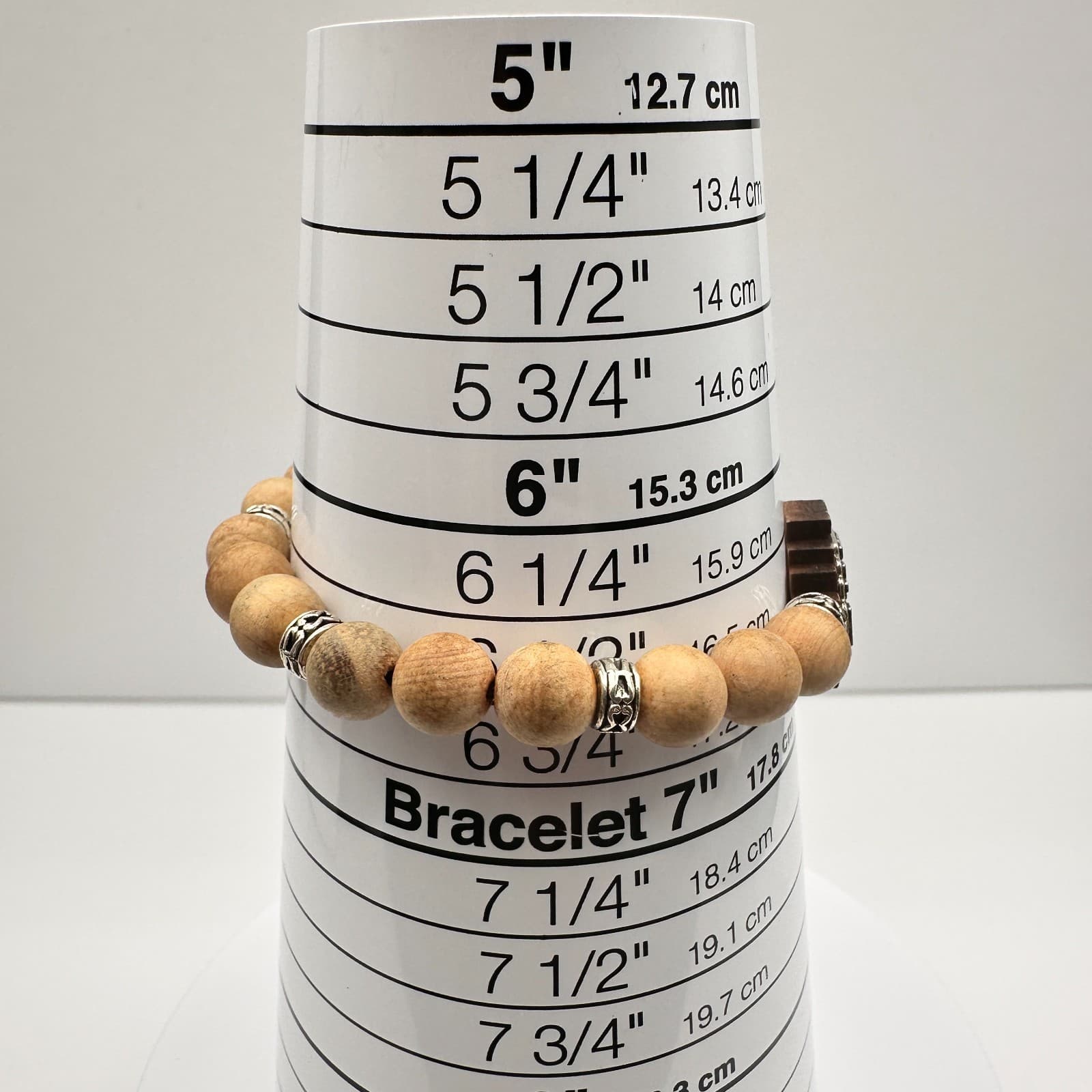 Vintage 90s Jerusalem Cross Stretch Bracelet Olive Wood Beads Religious Jewelry - Thumbnail 10