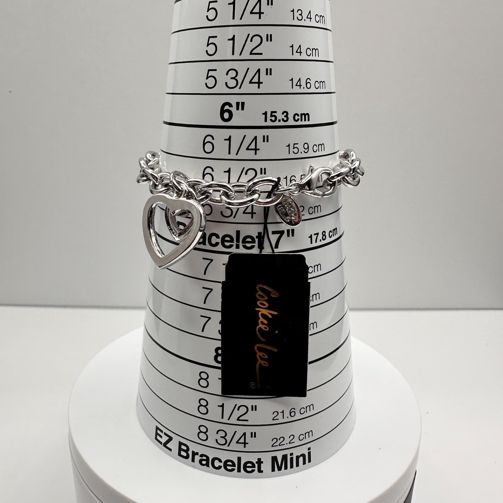 Vintage Y2K Cookie Lee Silver Tone Chunky Chain Bracelet Double Rhinestone Heart - Thumbnail 13