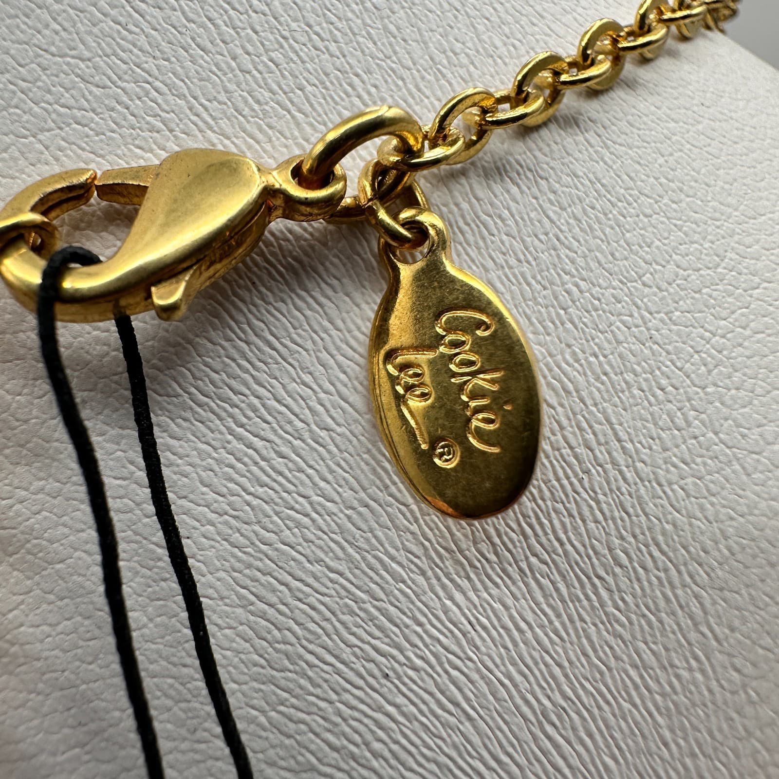 Vintage 90s Cookie Lee Faux Pearl Green Glass Necklace Gold Tone Women's Jewelry - Thumbnail 10