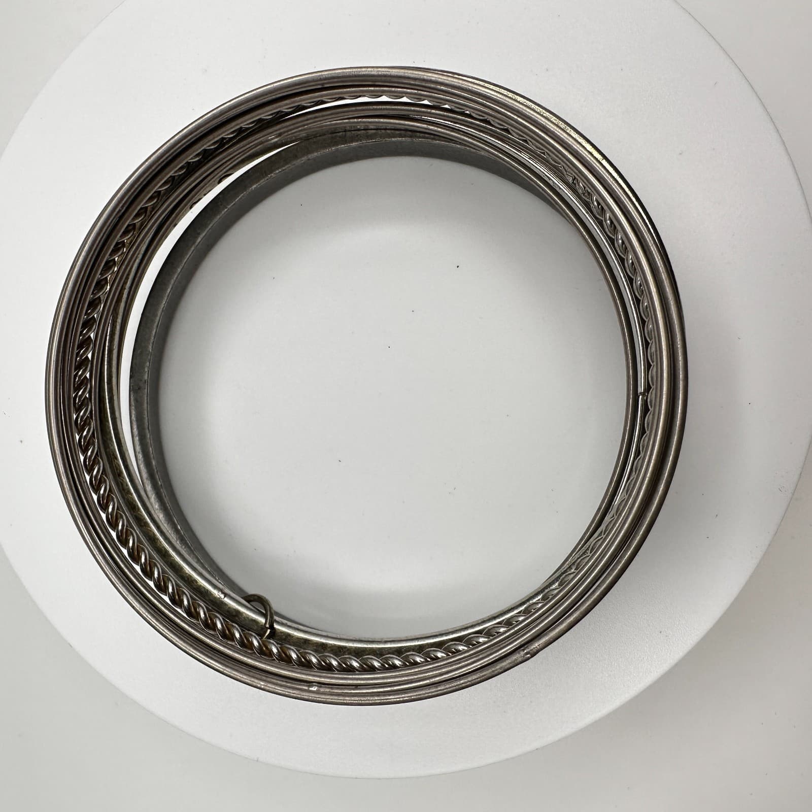 Vintage 90s Mother Teresa Engraved Bracelet Set Silver Tone Women's Jewelry - Thumbnail 11