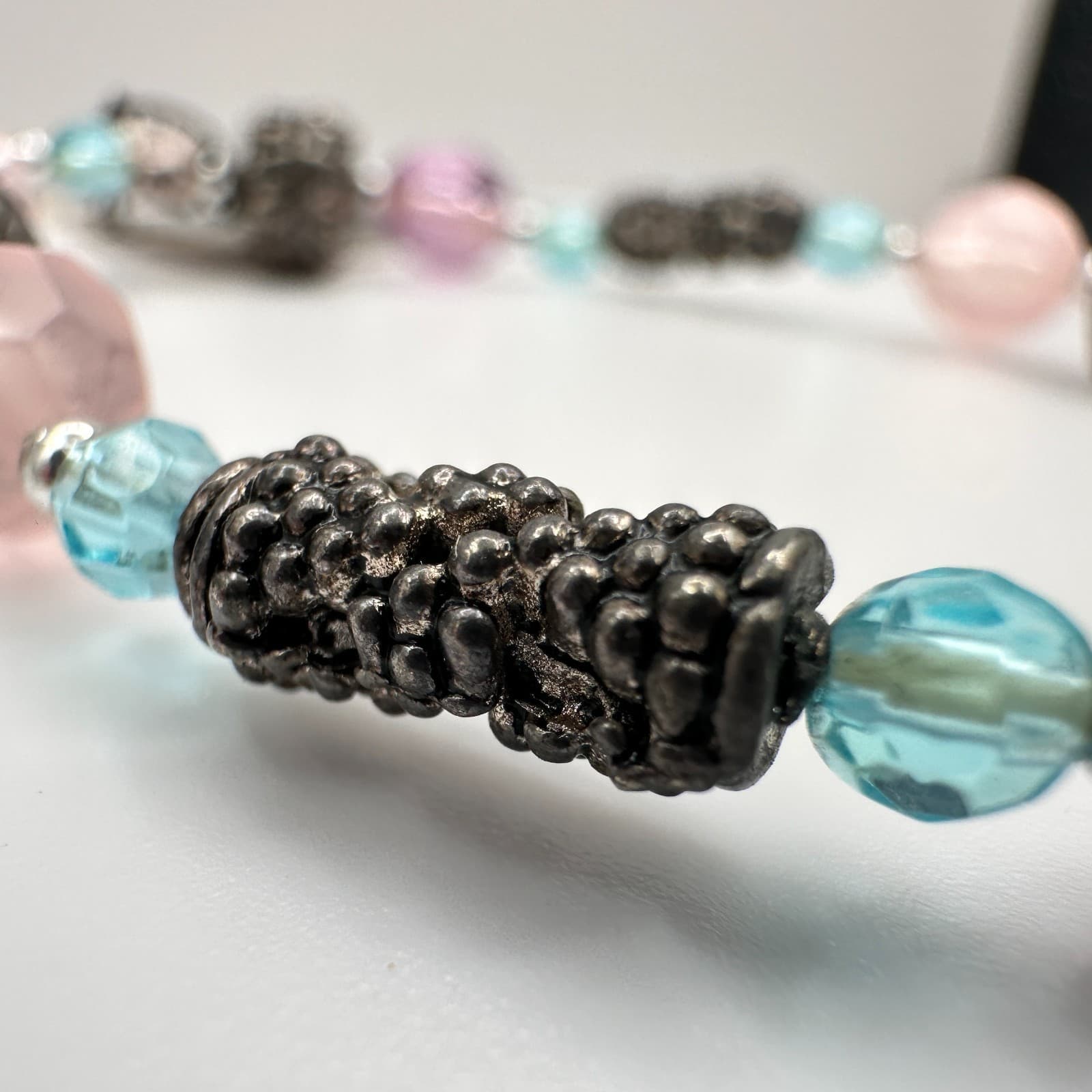 Vintage 90s Cookie Lee Beaded Bracelet Silver Tone Women's Classic Jewelry - Thumbnail 6