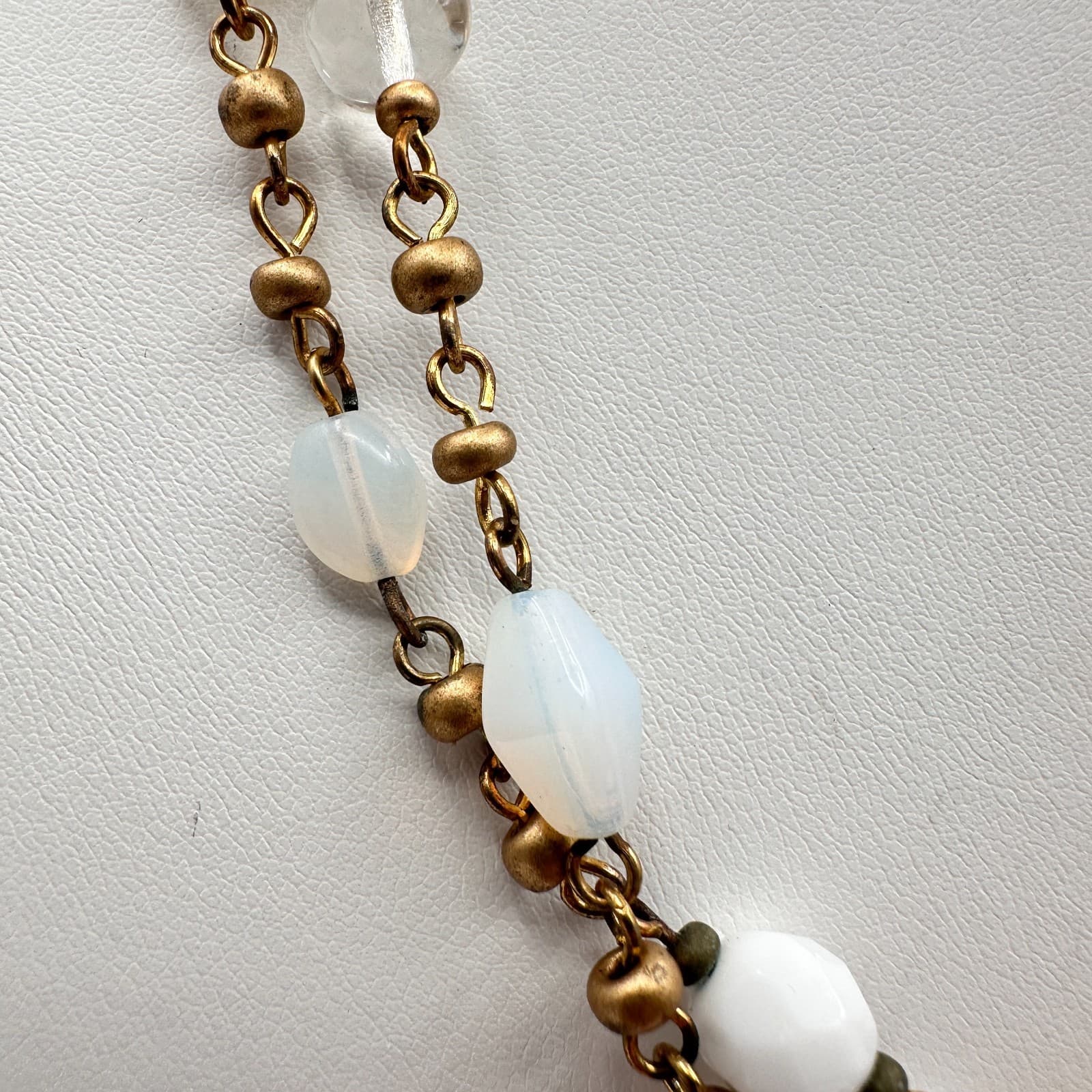 Vintage 90s Cookie Lee Double Strand Beaded Gold Tone Necklace Women's Jewelry - Thumbnail 3