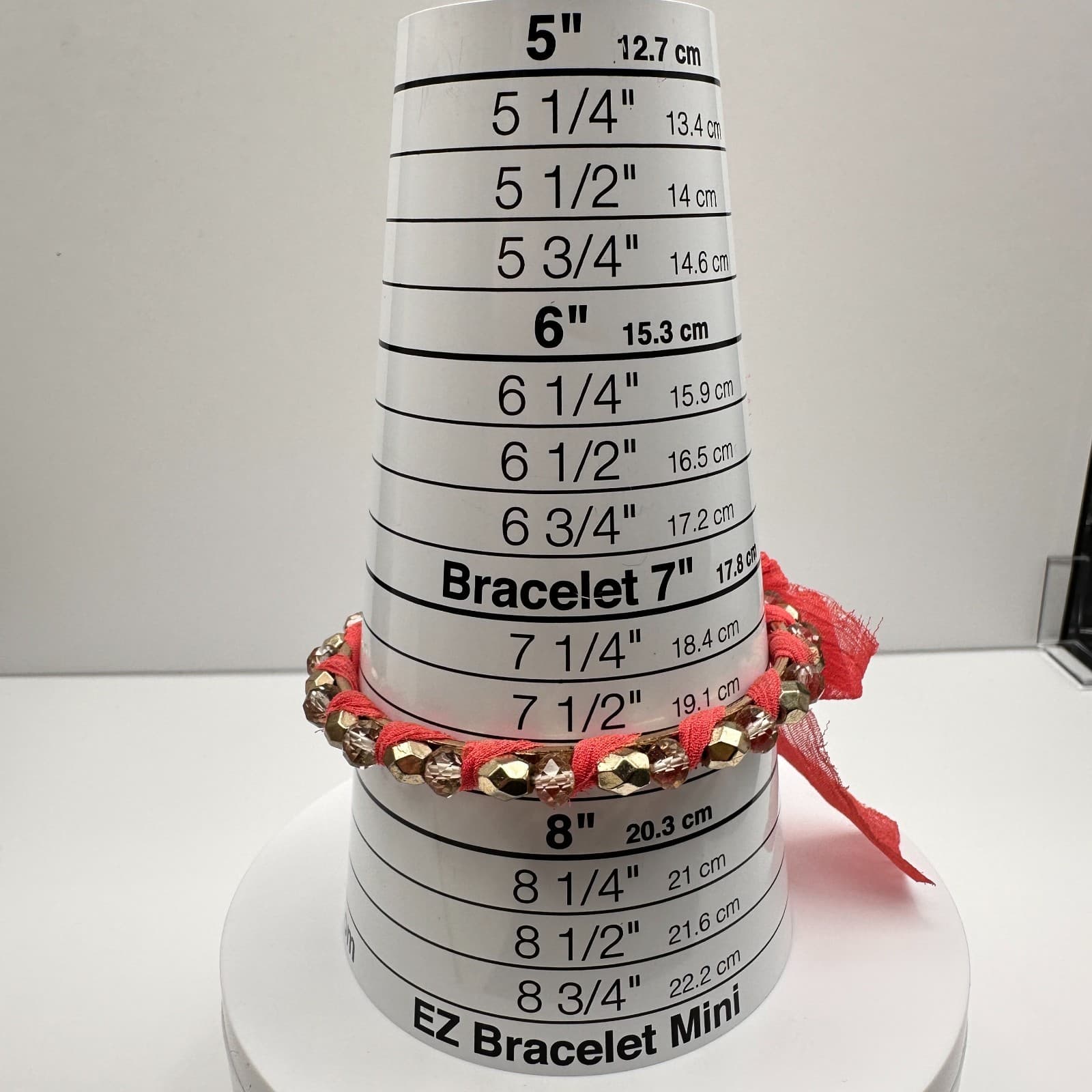 Vintage 90s Boho Coral Red Fabric Wrapped Bracelet Gold Tone Beaded Statement - Thumbnail 10