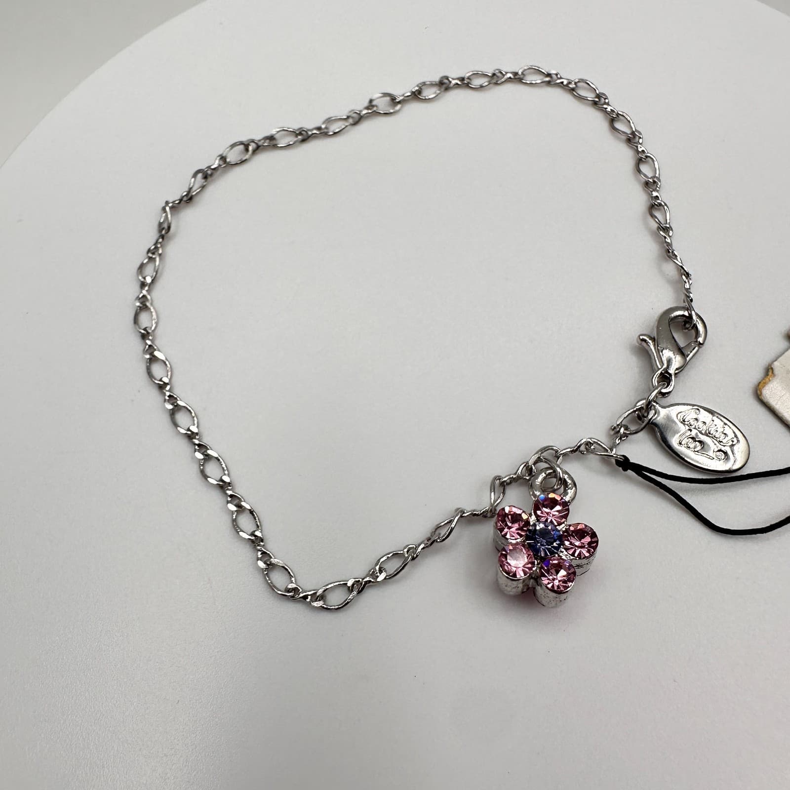 Vintage Y2K Cookies Lee Bracelet Austrian Crystal Flower Charm Silver Tone - Thumbnail 5