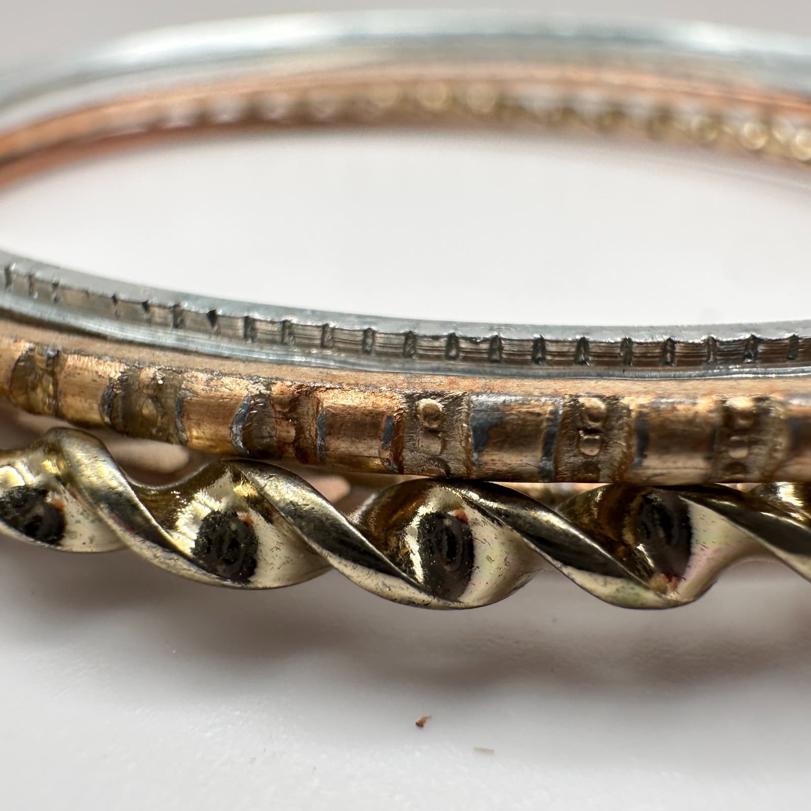 Vintage 90s Textured Bangle Set Boho Retro Women's Classic Fashion Jewelry - Thumbnail 8