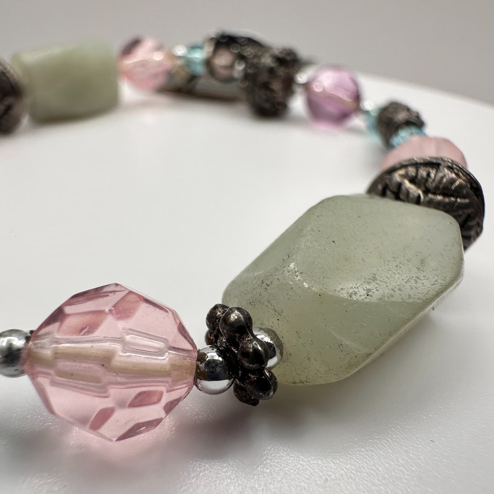 Vintage 90s Cookie Lee Beaded Bracelet Silver Tone Women's Classic Jewelry - Thumbnail 10