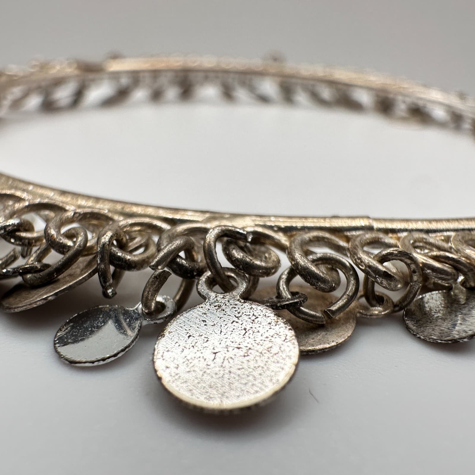 Vintage 80s Coin Charm Cuff Bracelet Boho Women's Classic Fashion Jewelry - Thumbnail 6