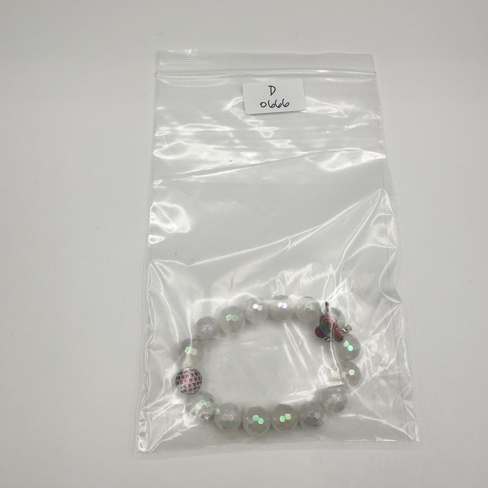 Vintage 90s Iridescent Beaded Stretch Bracelet Lollipop Charm Red Rhinestone - Thumbnail 11