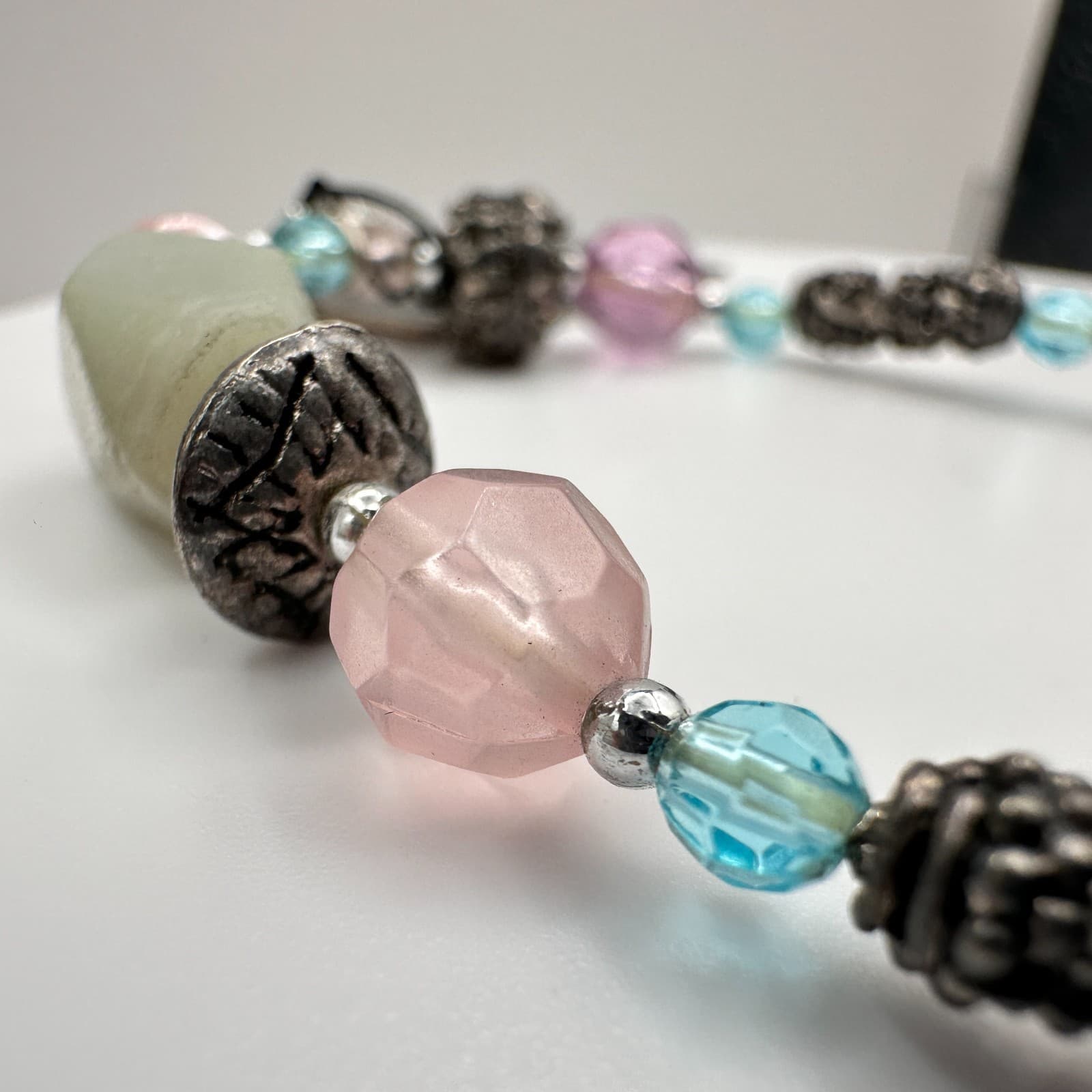 Vintage 90s Cookie Lee Beaded Bracelet Silver Tone Women's Classic Jewelry - Thumbnail 7