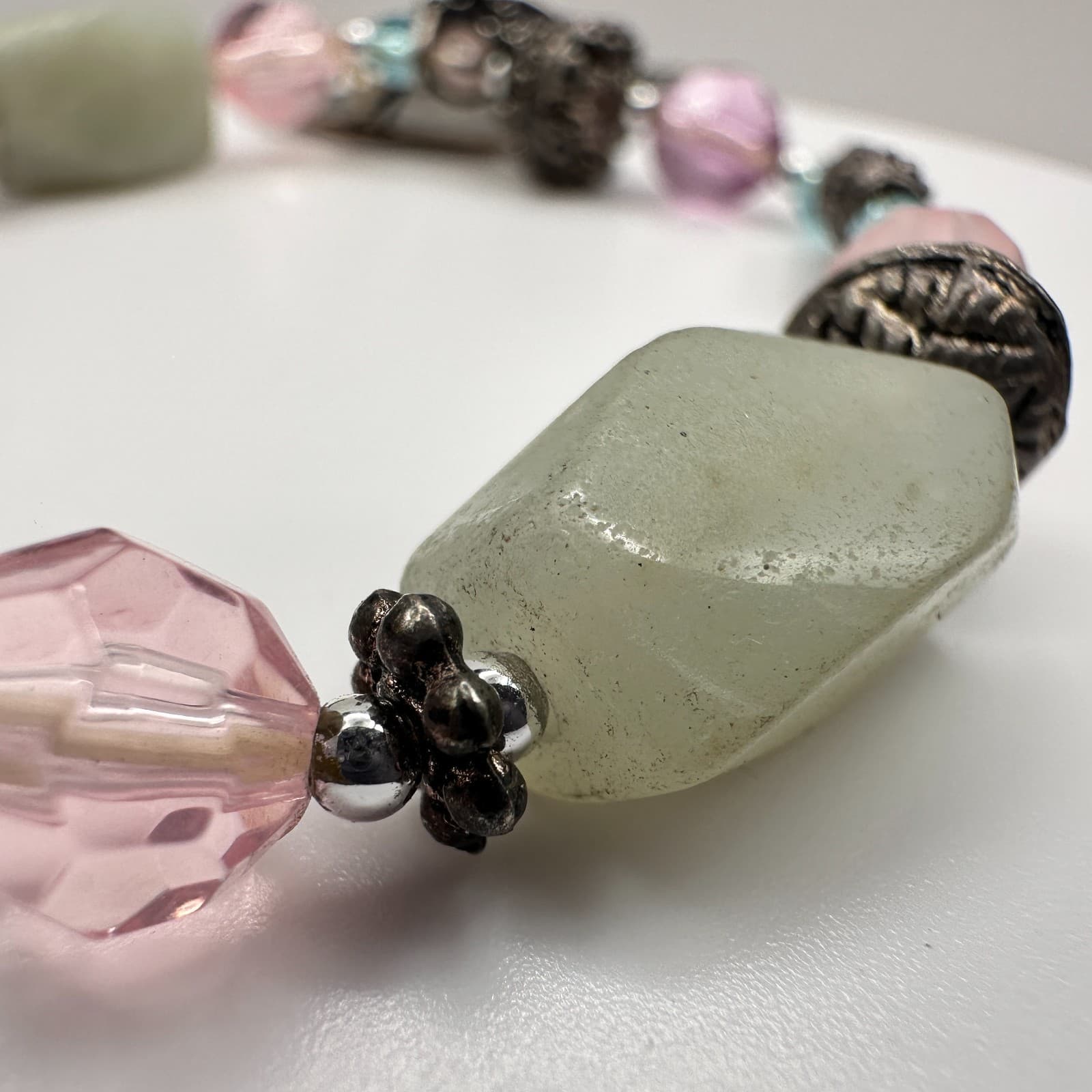 Vintage 90s Cookie Lee Beaded Bracelet Silver Tone Women's Classic Jewelry - Thumbnail 11