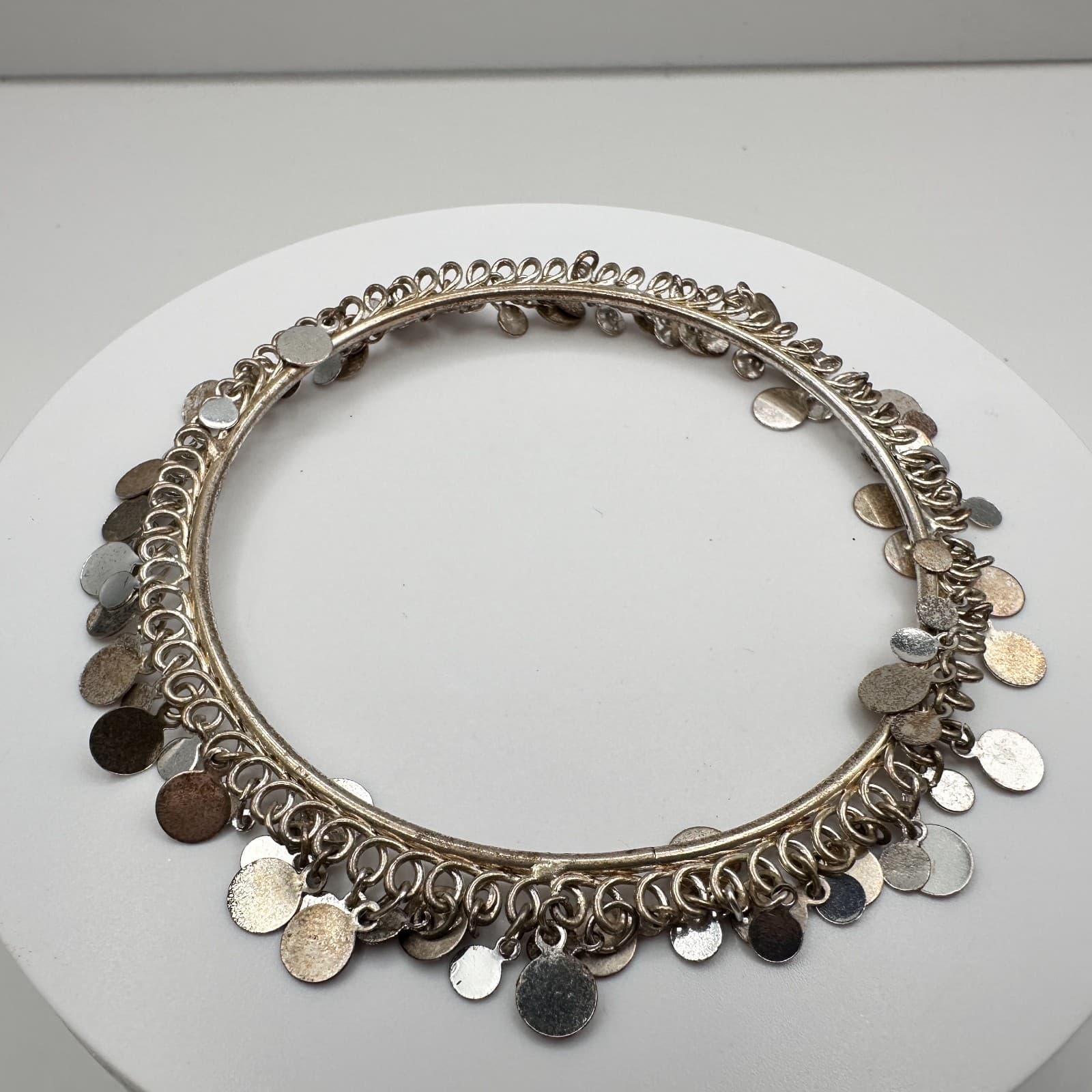 Vintage 80s Coin Charm Cuff Bracelet Boho Women's Classic Fashion Jewelry - Thumbnail 9