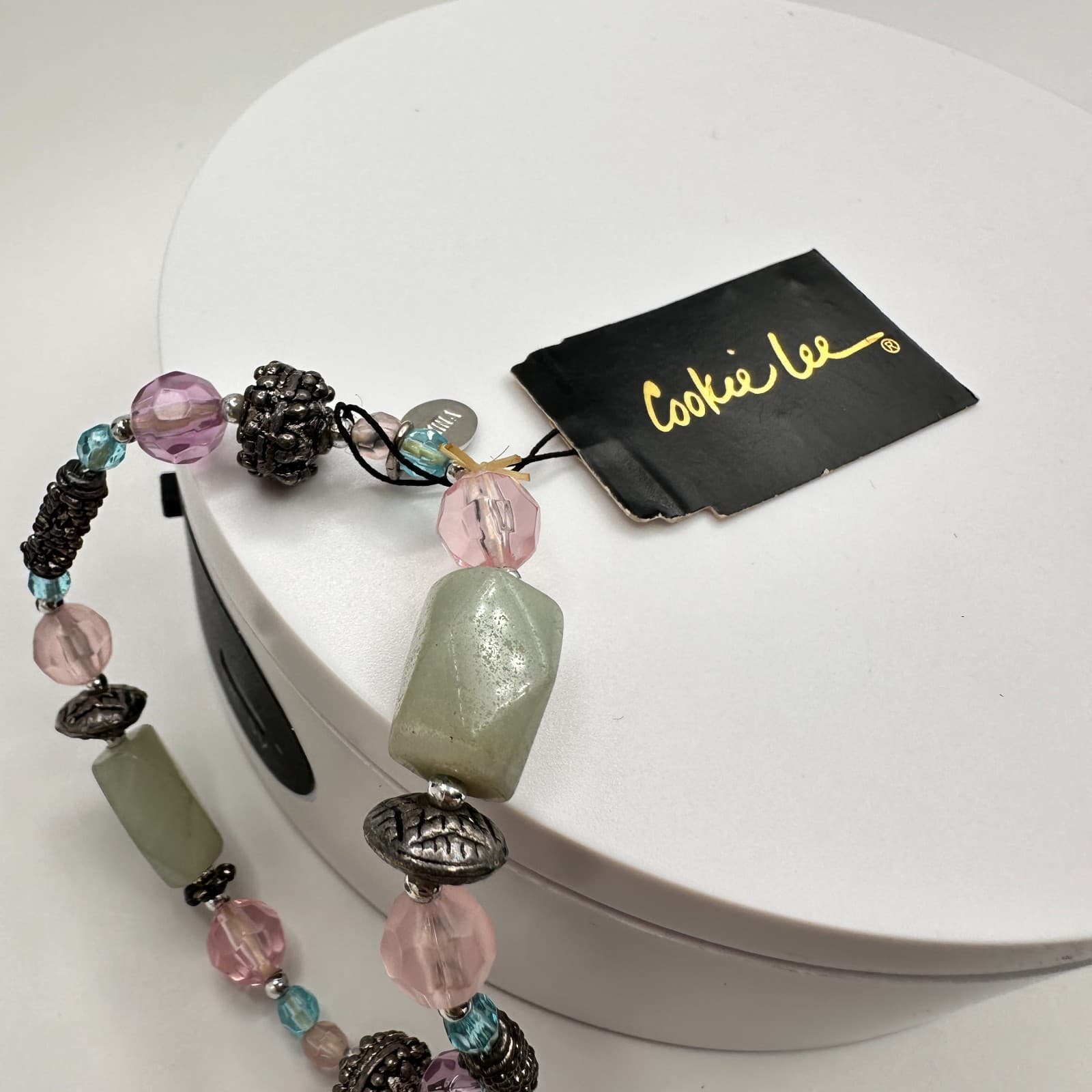 Vintage 90s Cookie Lee Beaded Bracelet Silver Tone Women's Classic Jewelry - Thumbnail 12