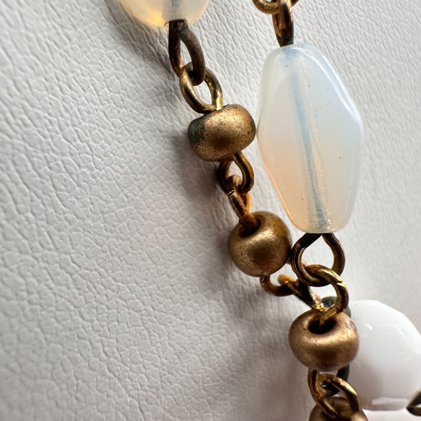 Vintage 90s Cookie Lee Double Strand Beaded Gold Tone Necklace Women's Jewelry - Thumbnail 5