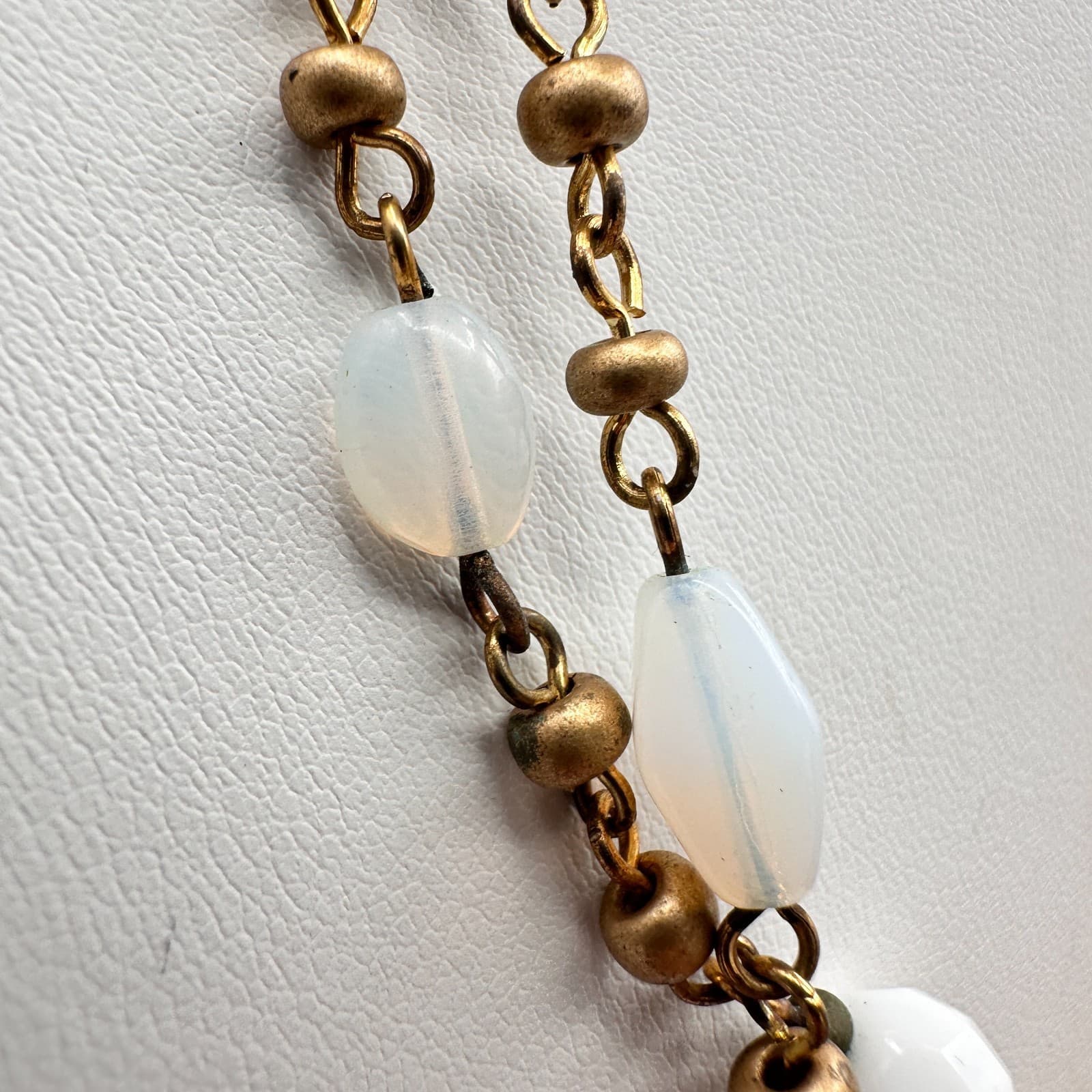Vintage 90s Cookie Lee Double Strand Beaded Gold Tone Necklace Women's Jewelry - Thumbnail 4