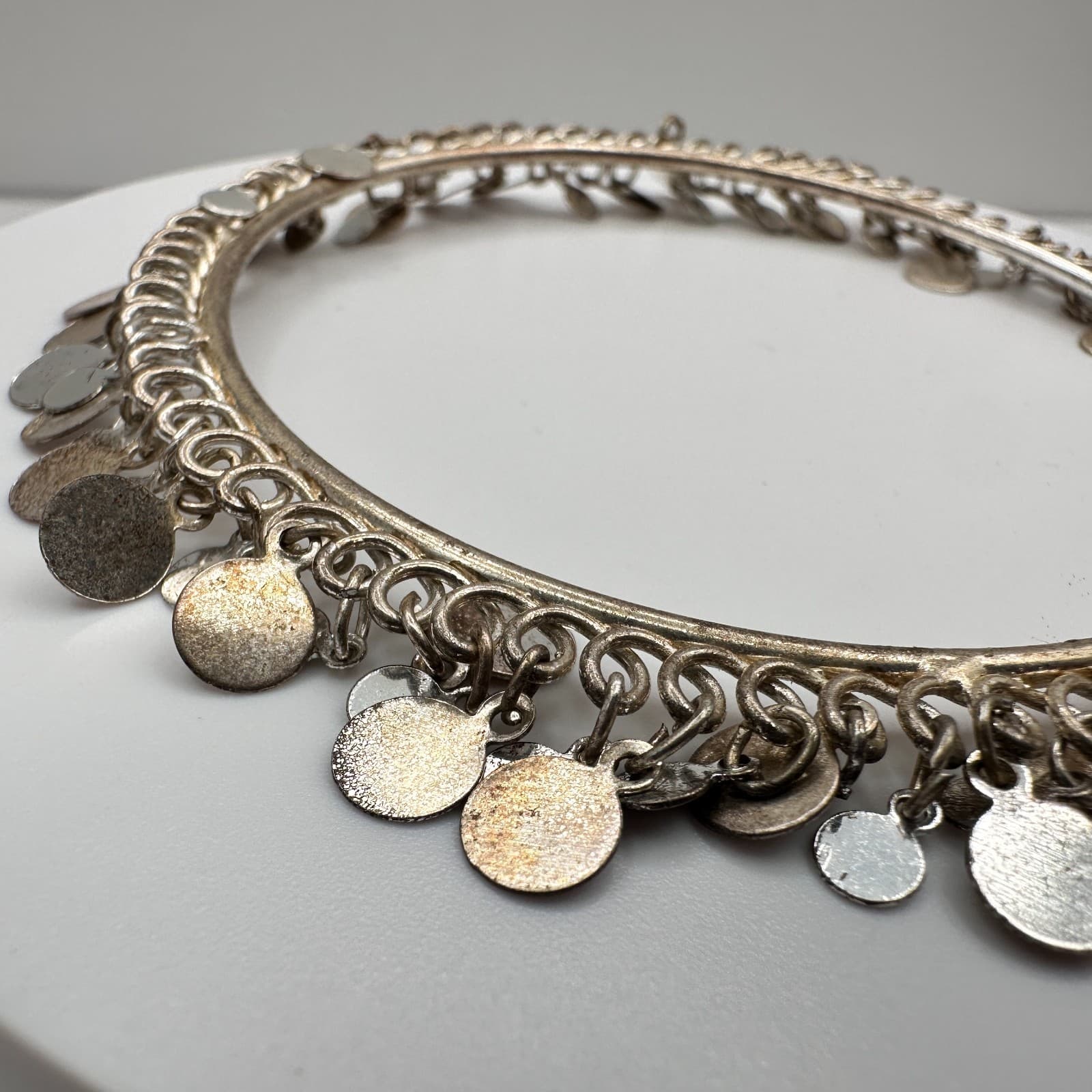 Vintage 80s Coin Charm Cuff Bracelet Boho Women's Classic Fashion Jewelry - Thumbnail 4