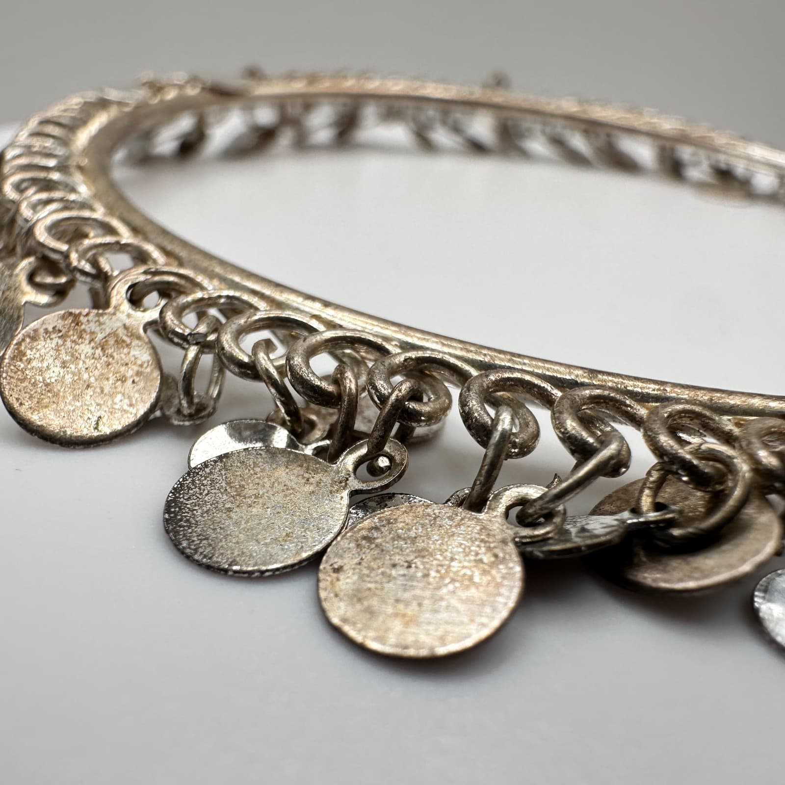 Vintage 80s Coin Charm Cuff Bracelet Boho Women's Classic Fashion Jewelry - Thumbnail 5