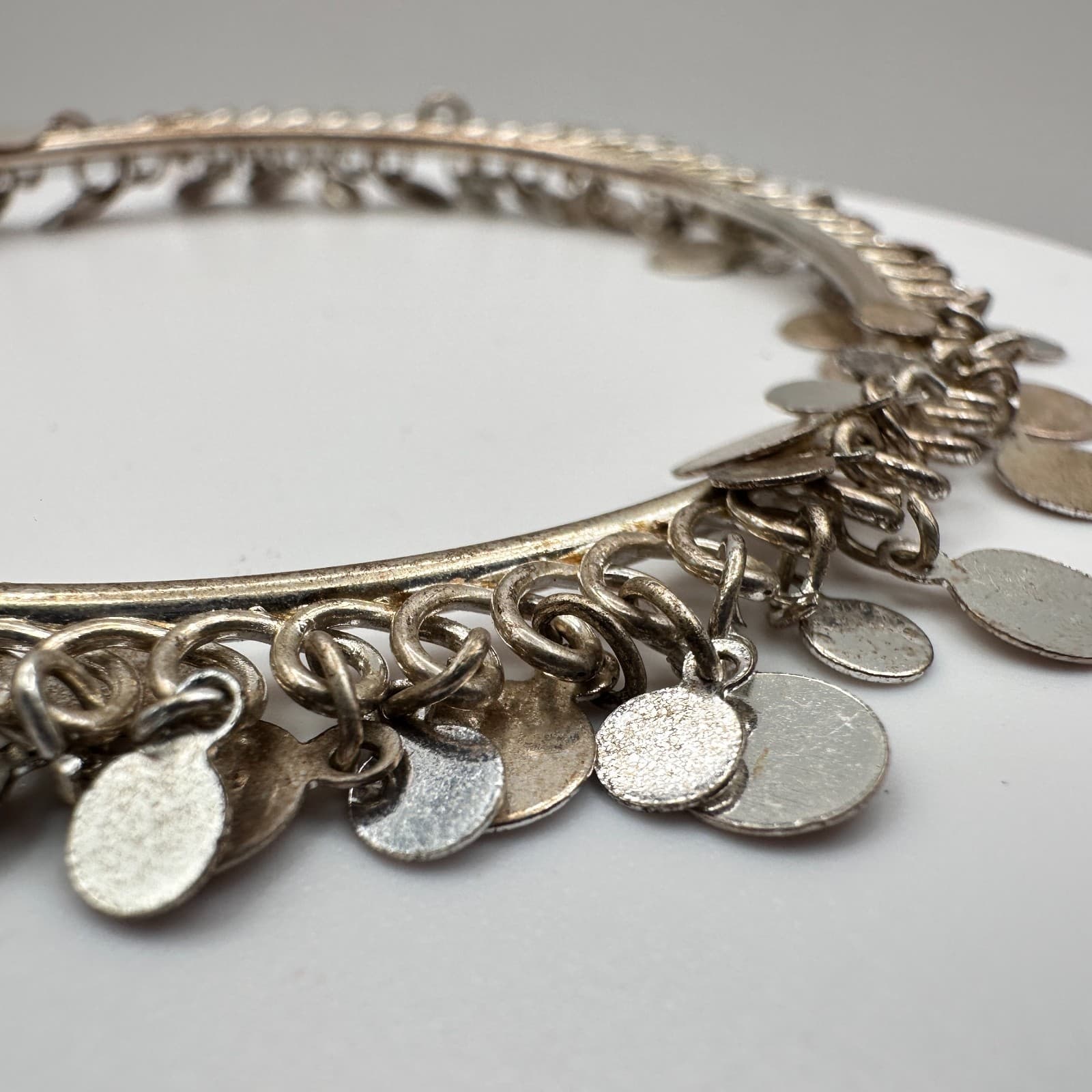 Vintage 80s Coin Charm Cuff Bracelet Boho Women's Classic Fashion Jewelry - Thumbnail 8