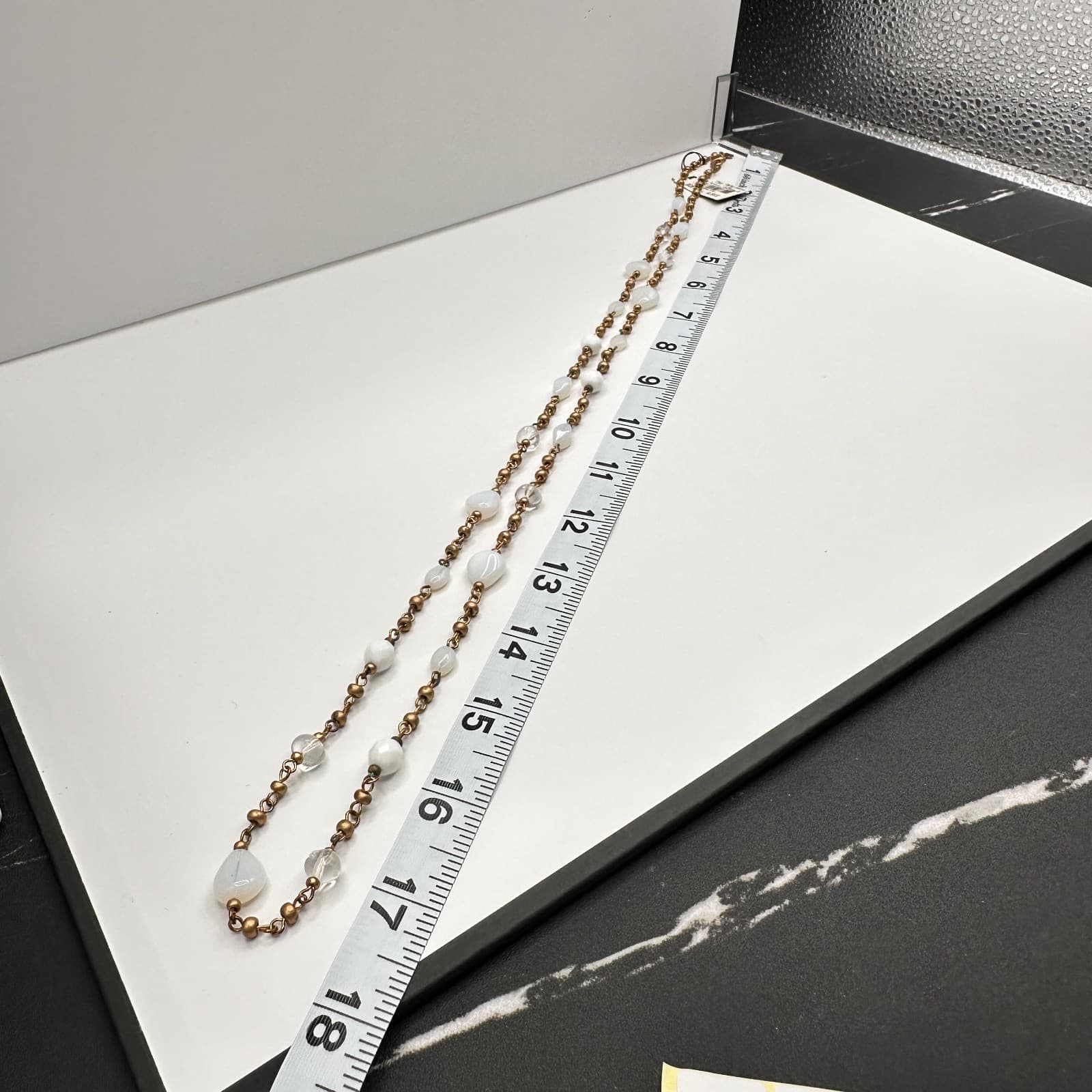 Vintage 90s Cookie Lee Double Strand Beaded Gold Tone Necklace Women's Jewelry - Thumbnail 13