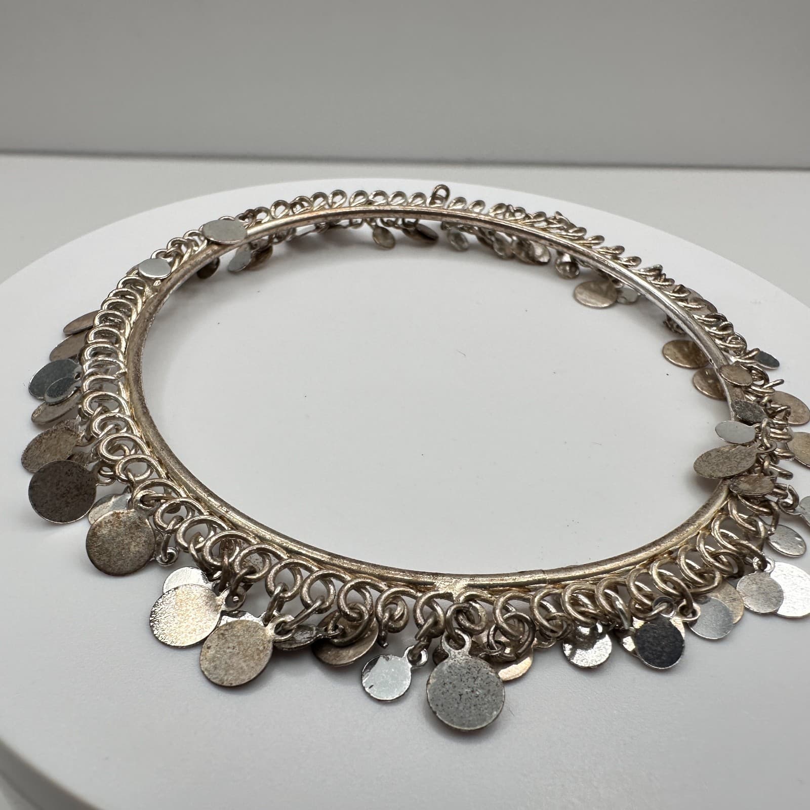 Vintage 80s Coin Charm Cuff Bracelet Boho Women's Classic Fashion Jewelry - Thumbnail 3