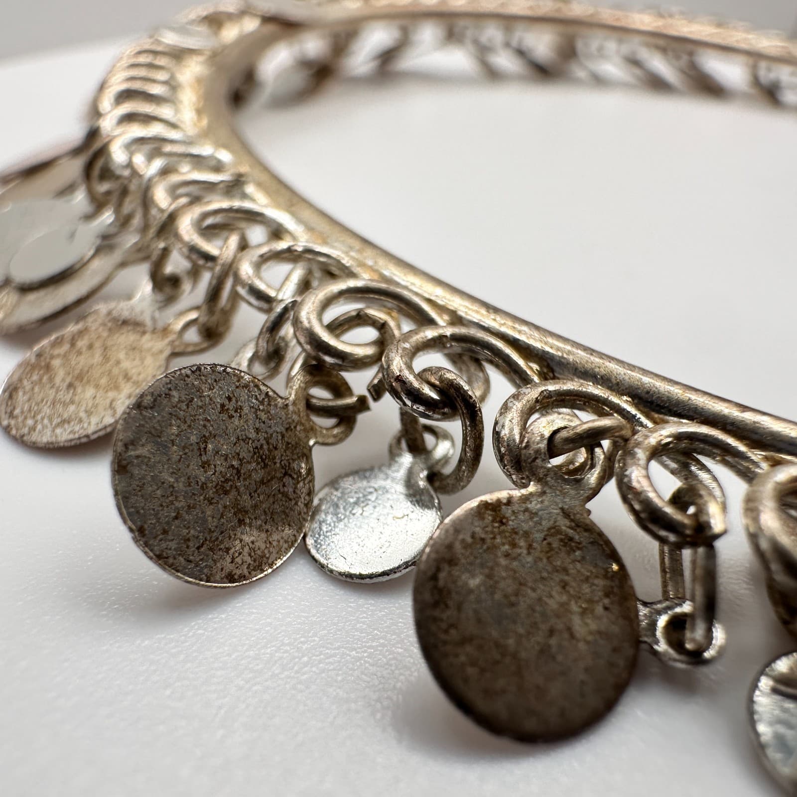 Vintage 80s Coin Charm Cuff Bracelet Boho Women's Classic Fashion Jewelry - Thumbnail 10