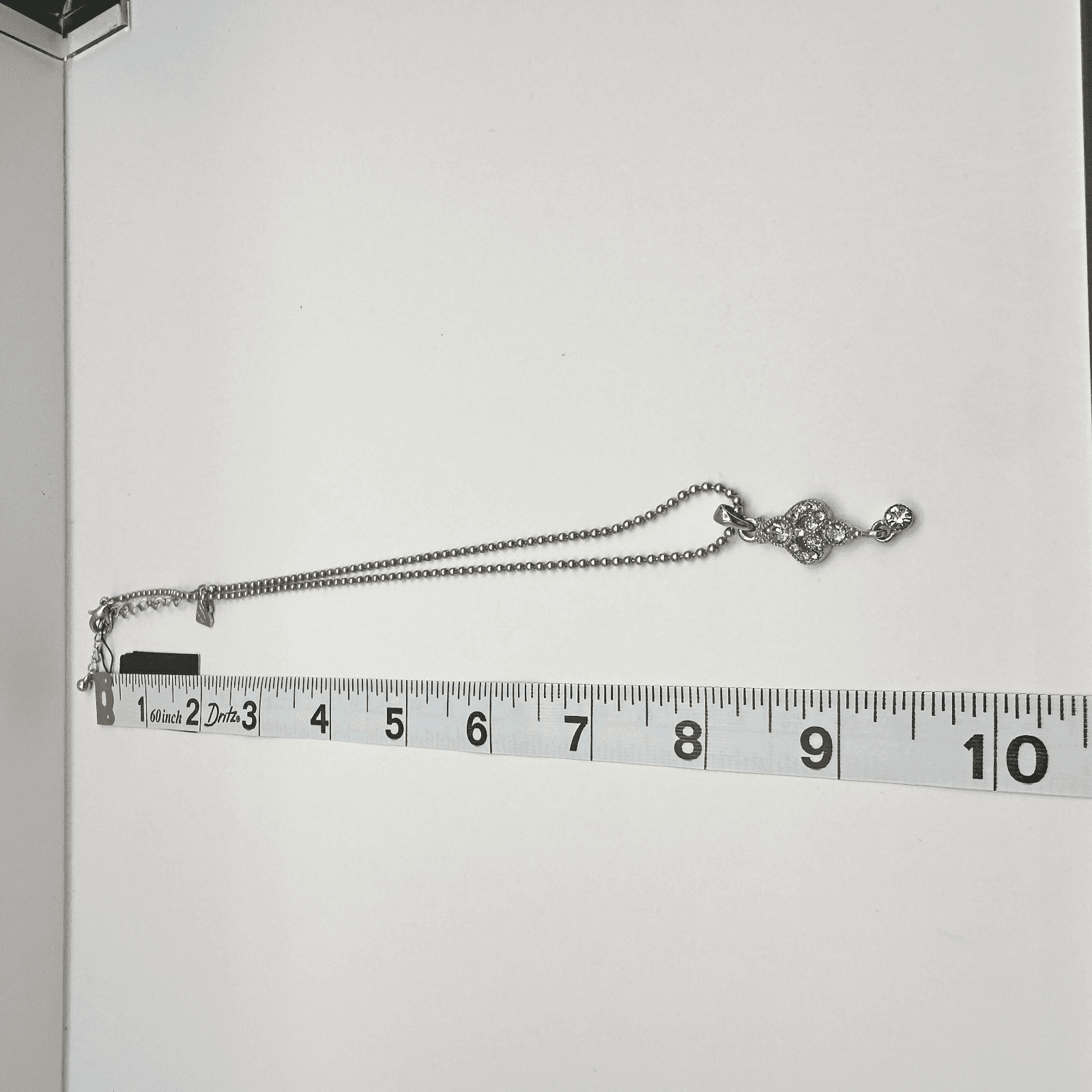 Vintage Y2K Cookie Lee Green Rhinestone Pendant Necklace Silver Tone Ball Chain - Thumbnail 11