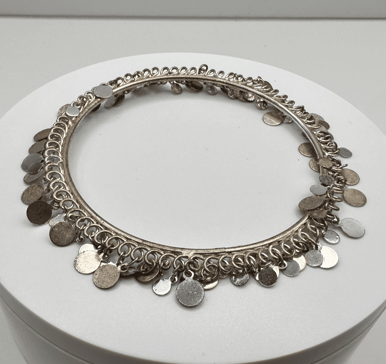 Vintage 80s Coin Charm Cuff Bracelet Boho Women's Classic Fashion Jewelry - Image 1