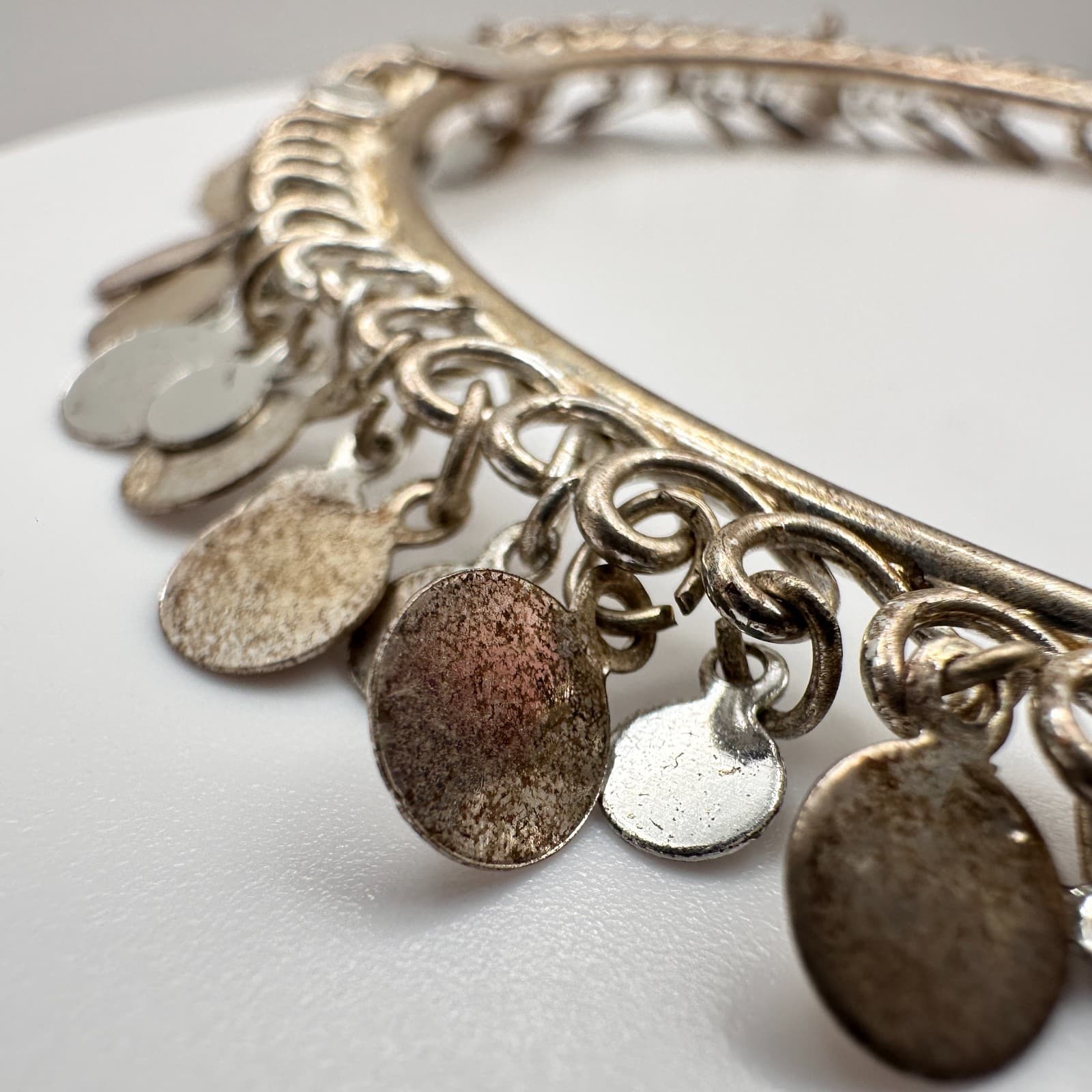 Vintage 80s Coin Charm Cuff Bracelet Boho Women's Classic Fashion Jewelry - Thumbnail 11