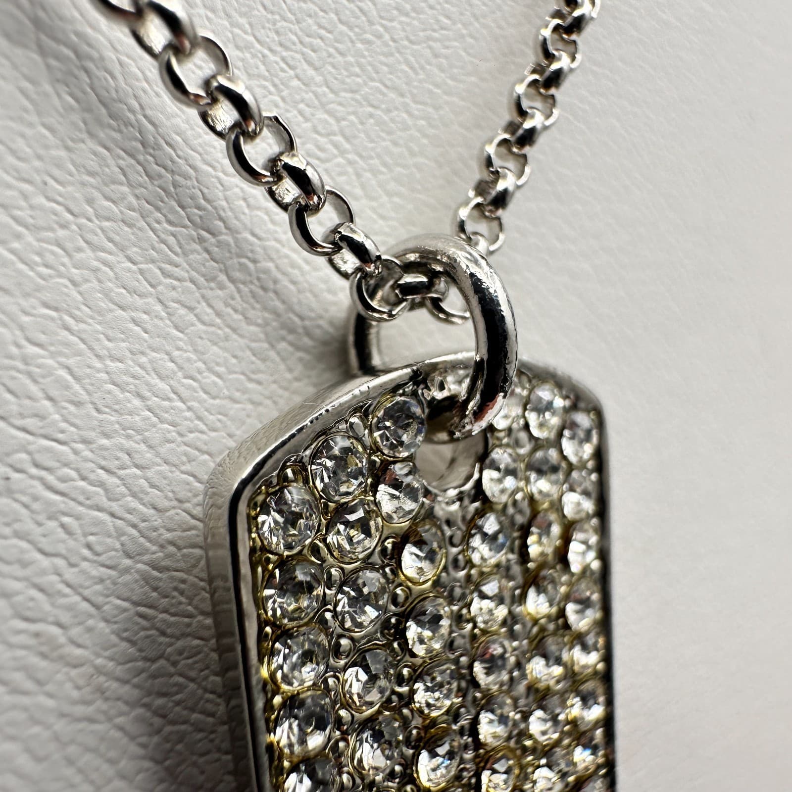 Vintage 90s Cookie Lee Genuine Crystal Necklace Silver Tone Clear Rhinestone - Thumbnail 6