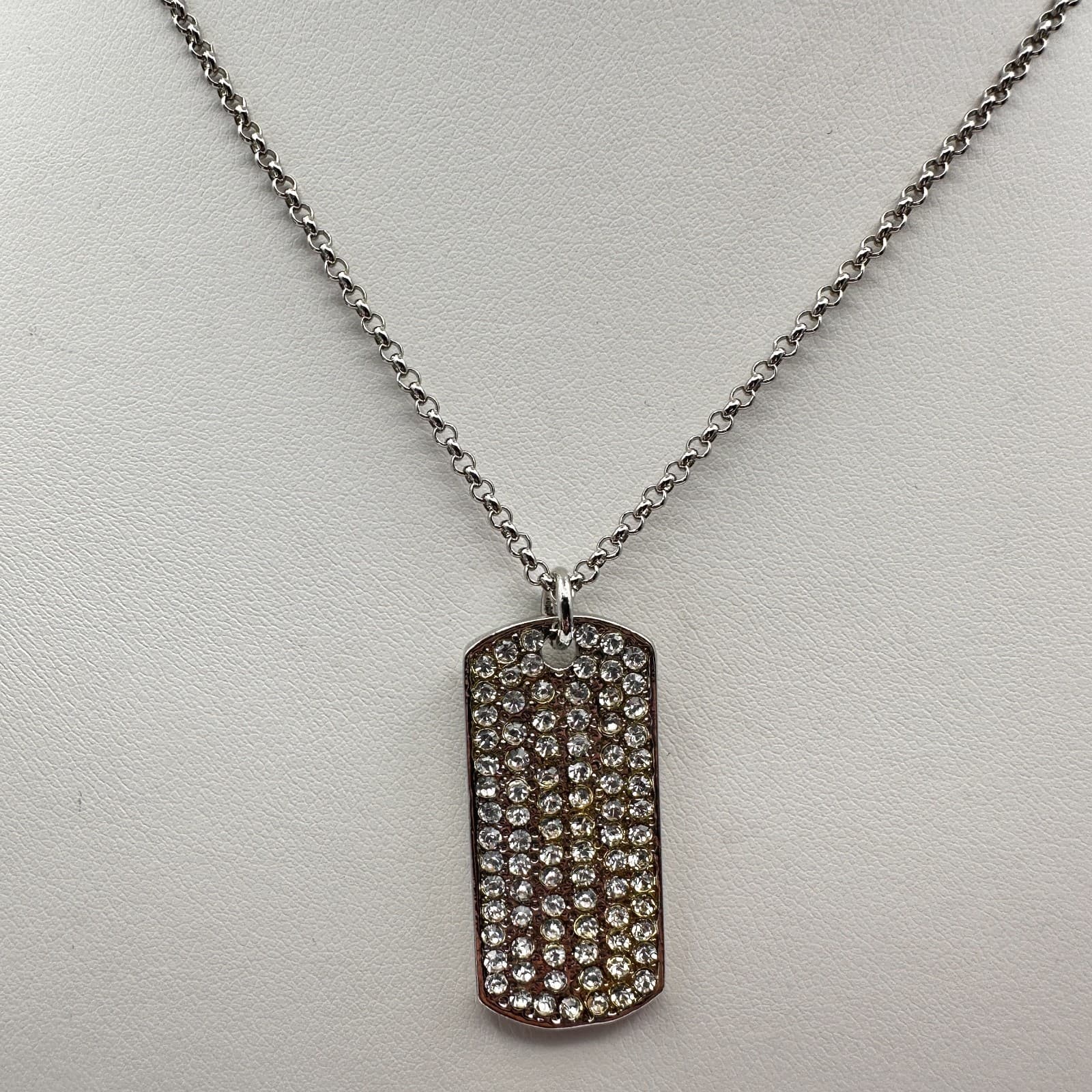 Vintage 90s Cookie Lee Genuine Crystal Necklace Silver Tone Clear Rhinestone - Thumbnail 9