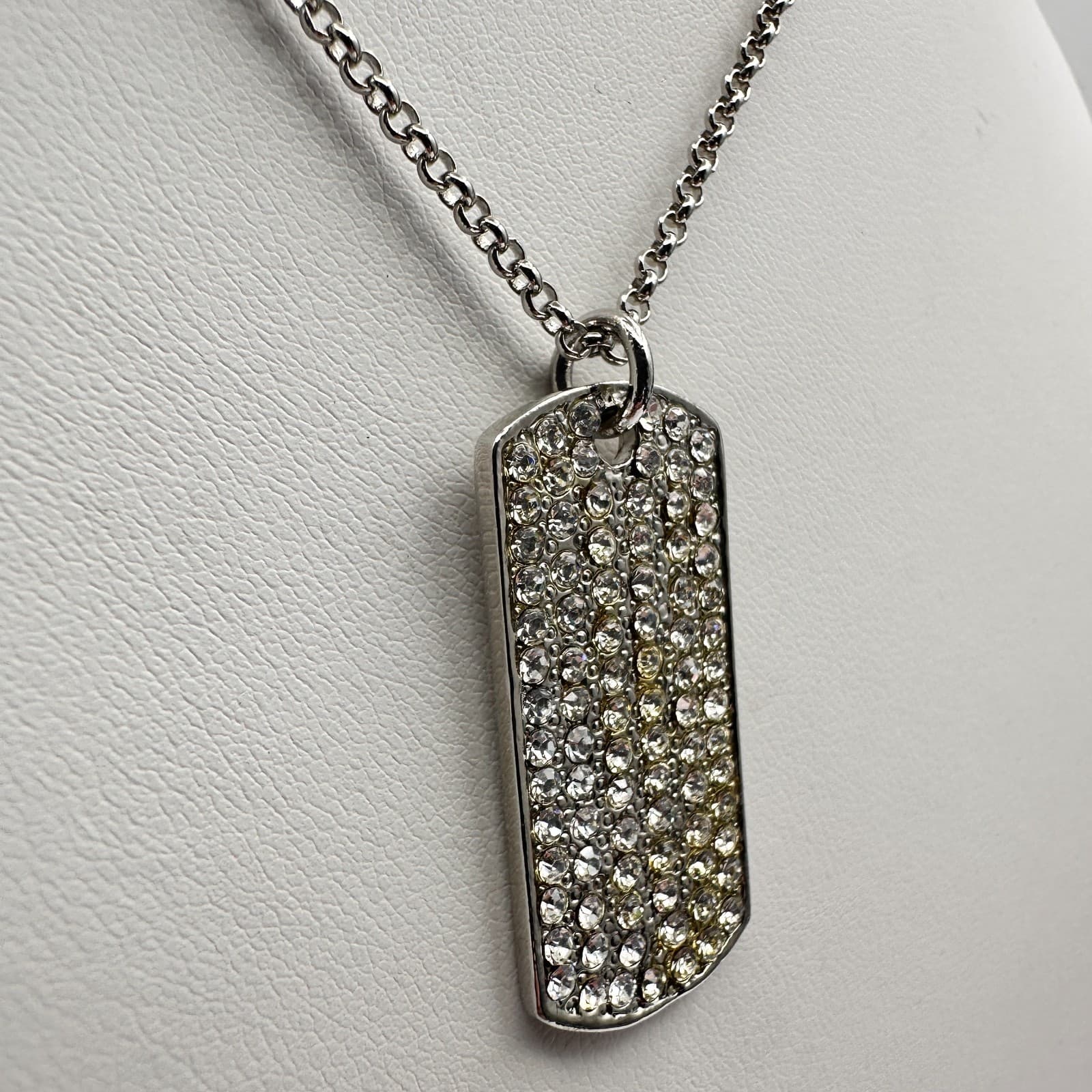 Vintage 90s Cookie Lee Genuine Crystal Necklace Silver Tone Clear Rhinestone - Thumbnail 4