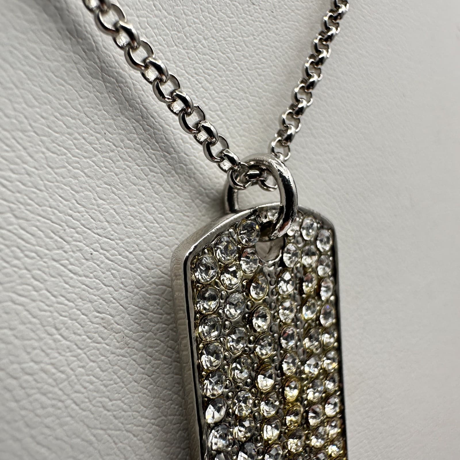 Vintage 90s Cookie Lee Genuine Crystal Necklace Silver Tone Clear Rhinestone - Thumbnail 5