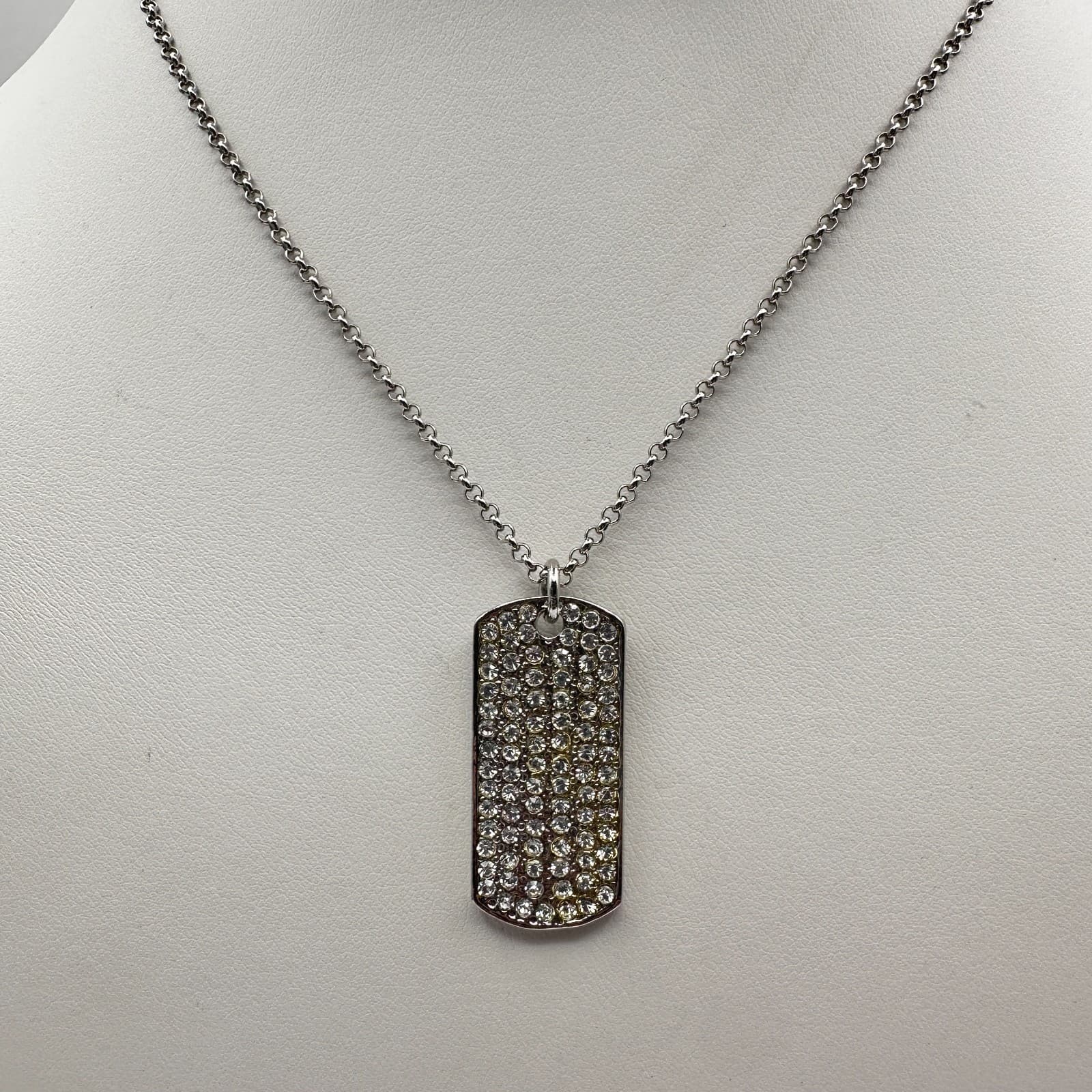 Vintage 90s Cookie Lee Genuine Crystal Necklace Silver Tone Clear Rhinestone - Image 1