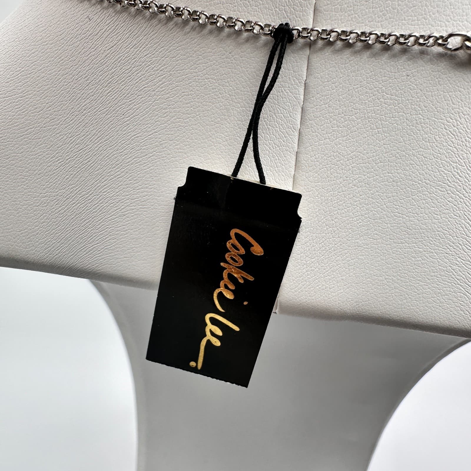 Vintage 90s Cookie Lee Genuine Crystal Necklace Silver Tone Clear Rhinestone - Thumbnail 8