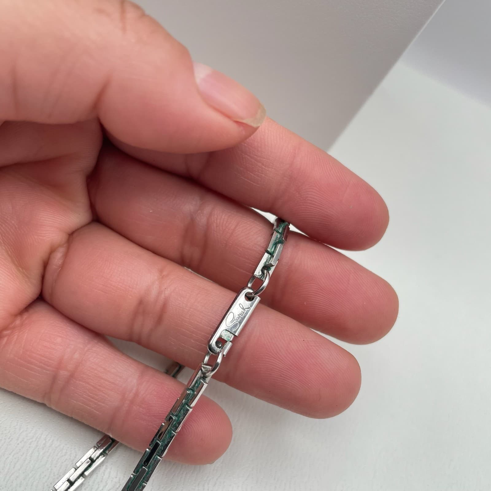 Vintage 80s Sarah Coventry Silver Tone Link Chain Necklace Unisex Jewelry - Thumbnail 2