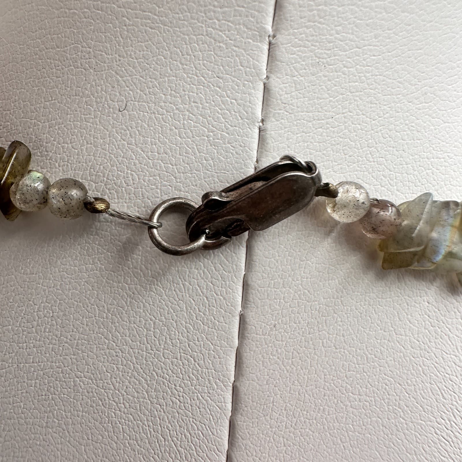 Vintage 90s Strawberry Quartz Labradorite Beaded Necklace Boho Women's Jewelry - Thumbnail 15